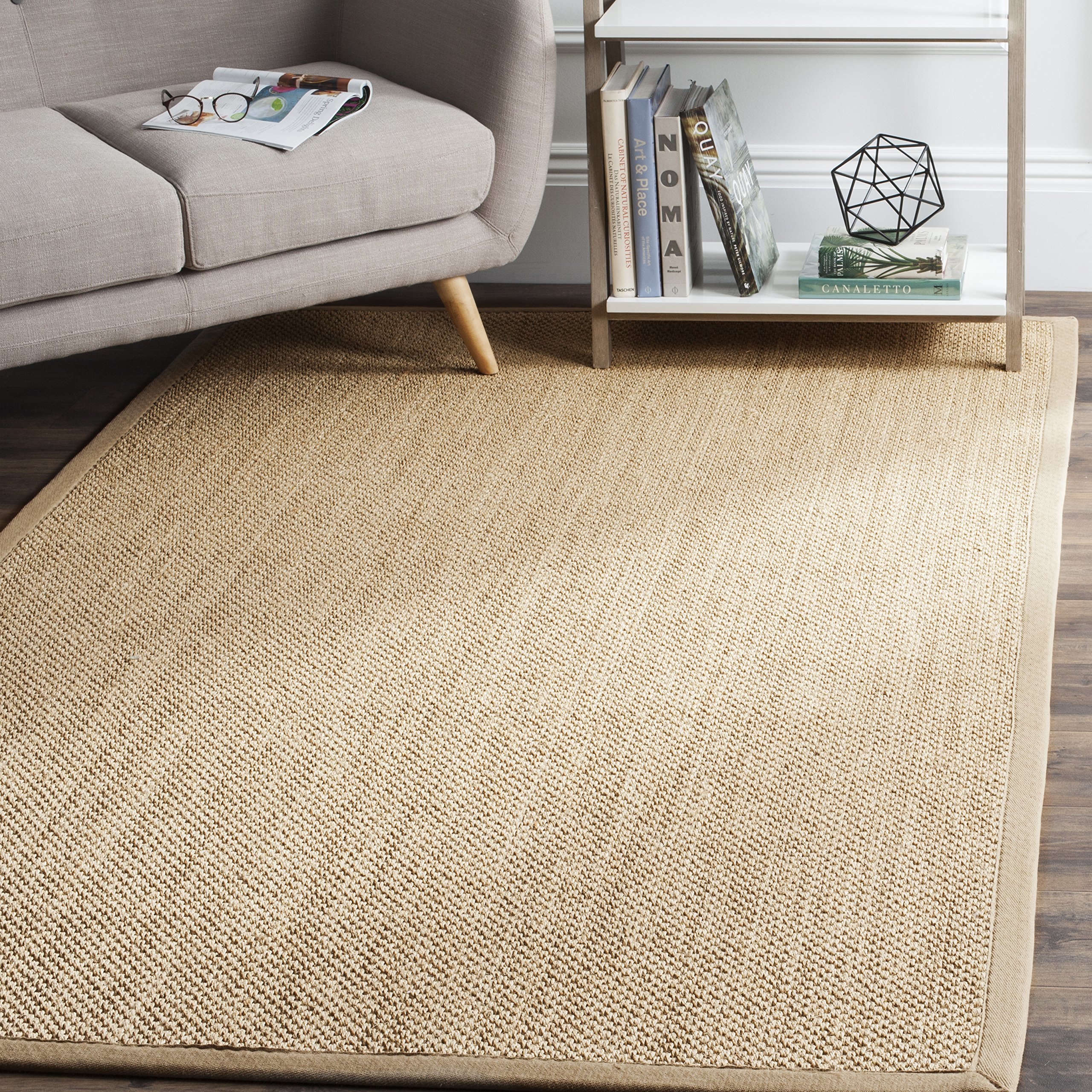 SAFAVIEH Natural Fiber Collection 5' x 8' Area Rug - Maize & Linen Sisal Border Design, Easy Care & Durable for High Traffic - Perfect for Living Room, Bedroom, Office & Entryway (NF141B)