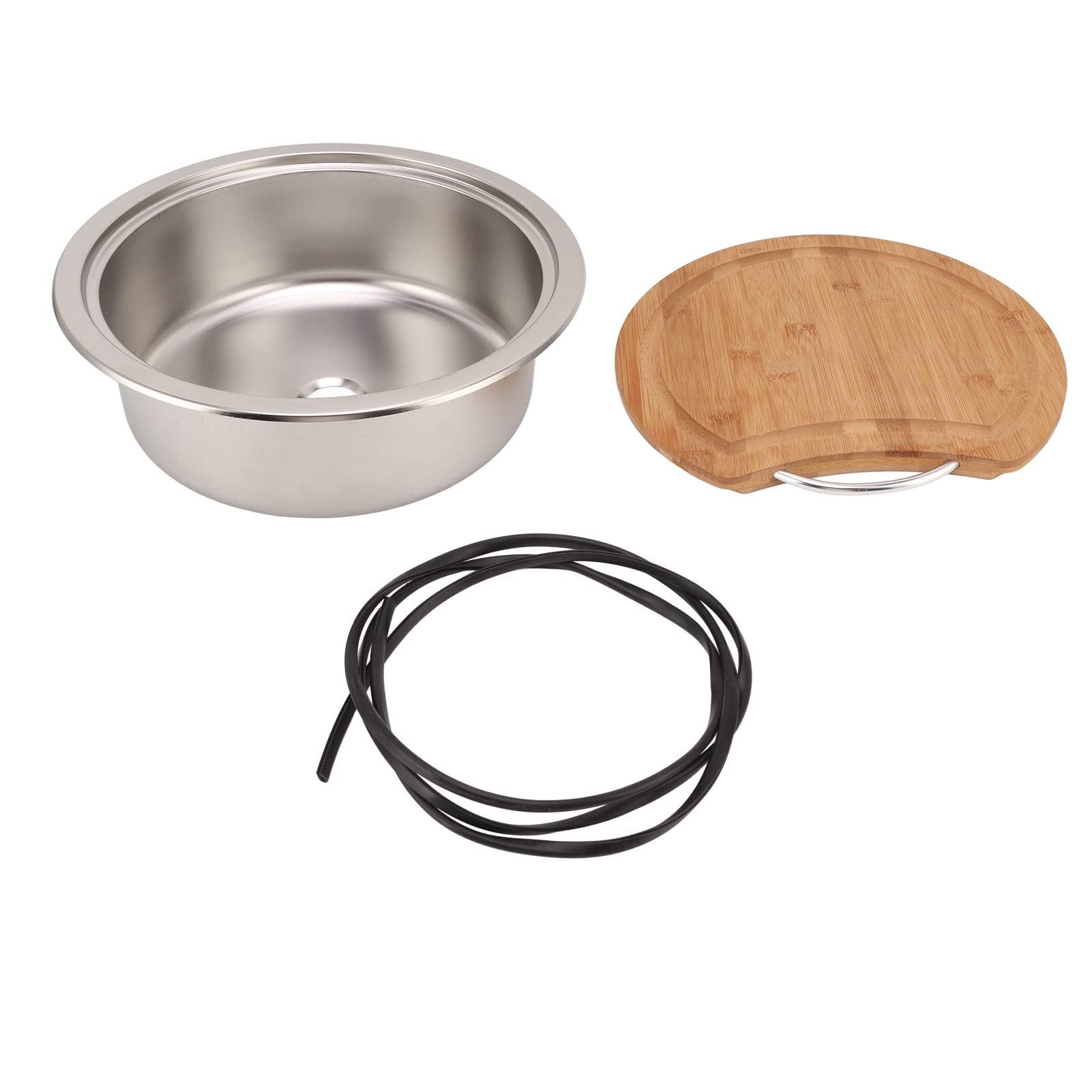 RV Sink - 14.17x4.72 Inch Stainless Steel Round Hand Wash Basin - Rustproof, Brushed Finish, Anti-Clogging Design - Perfect for Boats, Campers & Tiny Homes