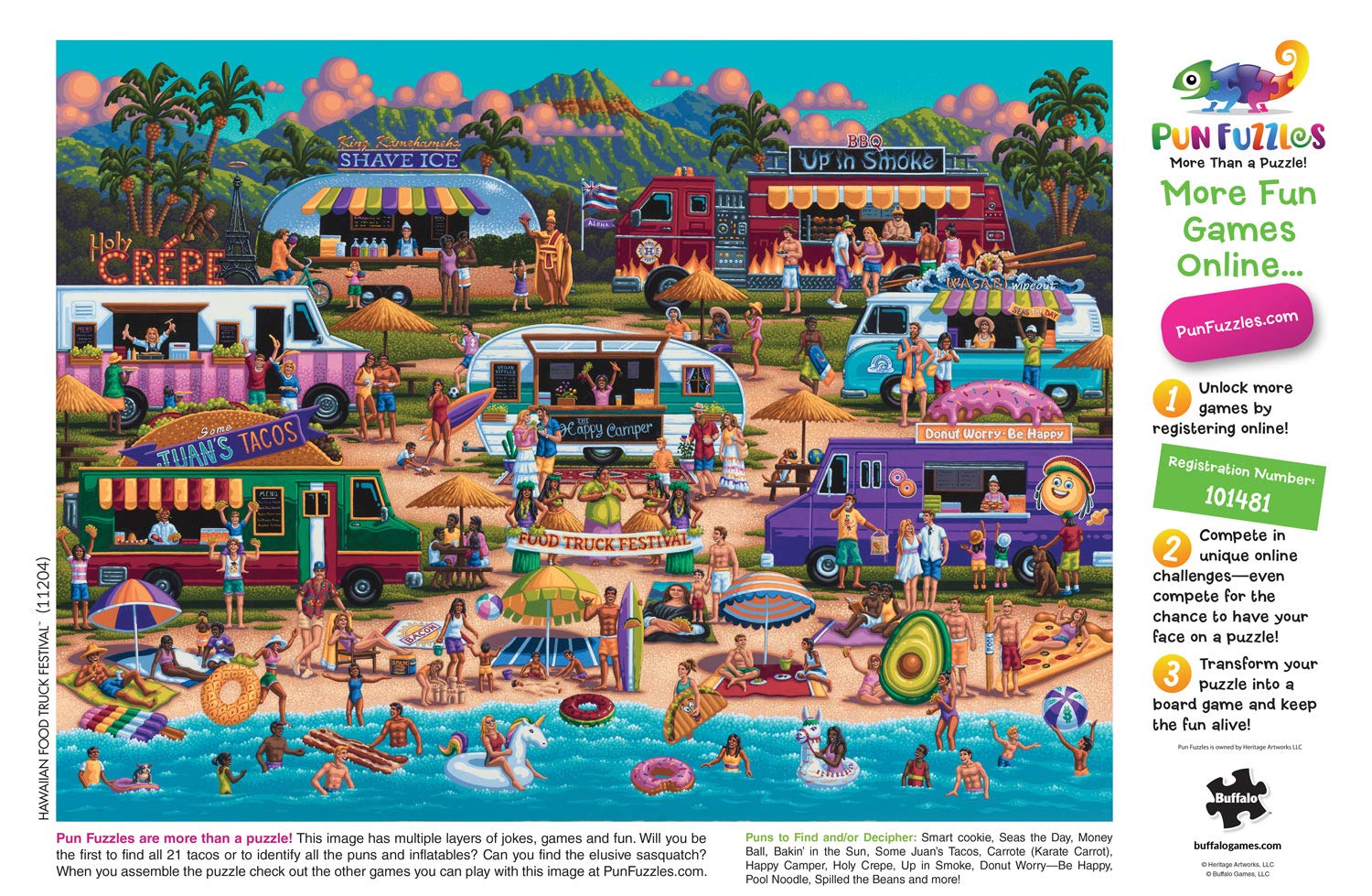 Buffalo Games 1000-Piece Jigsaw Puzzle - Hawaiian Food Truck Festival for Family Game Night
