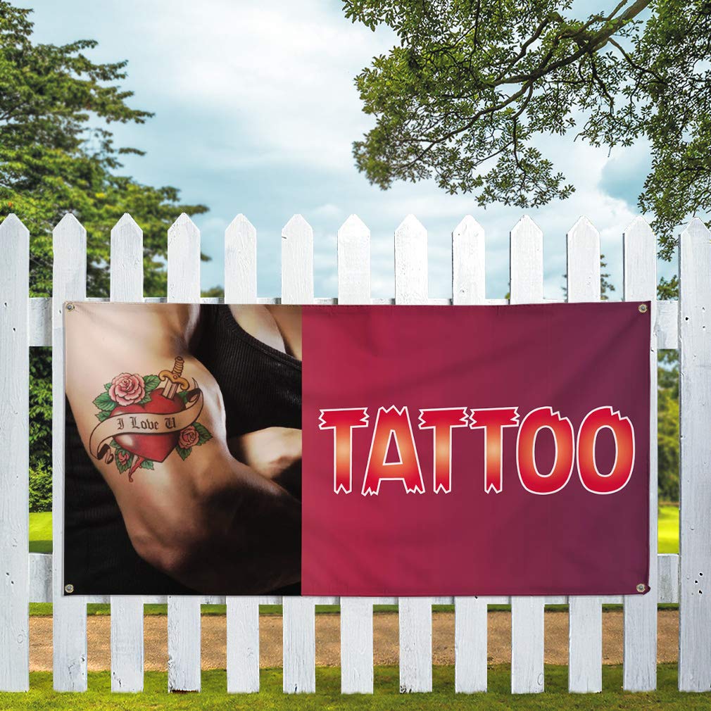 Custom Vinyl Banners 48x96 Inches - Heavy Duty Weatherproof Outdoor Sign with 8 Grommets for Business Advertising, Tattoo Shops & Industrial Yard Signs | Perfect for Storefronts, Events & Construction Sites