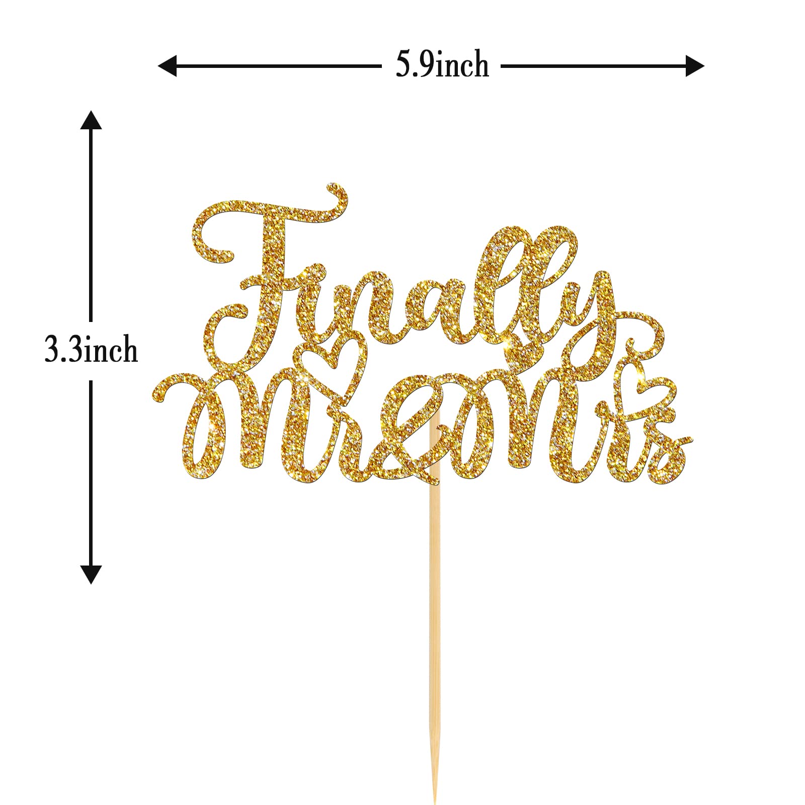 Belrew Mr & Mrs Cake Topper - Elegant Wedding Cake Decorations for Engagement, Bridal Shower & Bachelorette Party - Glittery Gold Love Theme - Perfect for Anniversary Celebrations & Romantic Weddings
