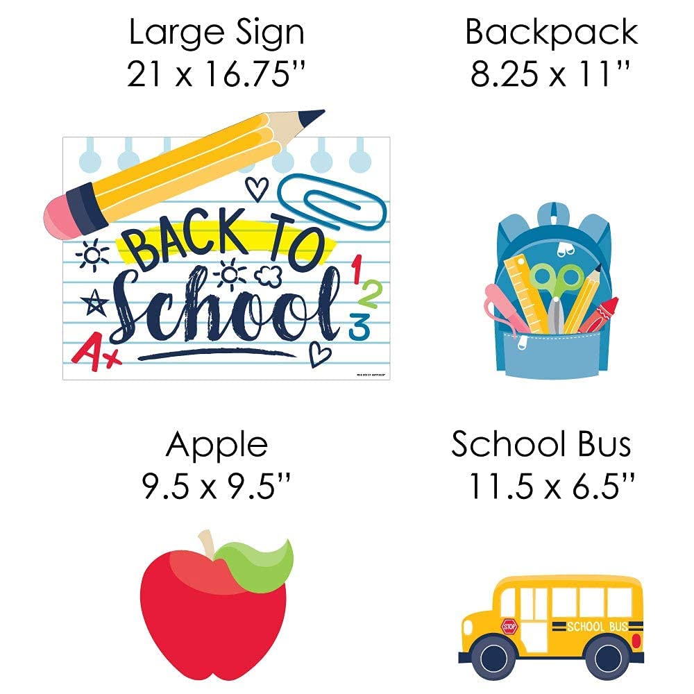 Big Dot of Happiness Back to School Yard Signs - Set of 8 First Day of School & Welcome Back Lawn Decorations for Outdoor Classroom & Virtual Learning Celebrations - Perfect for School Events, Home Decor & Teacher Gifts
