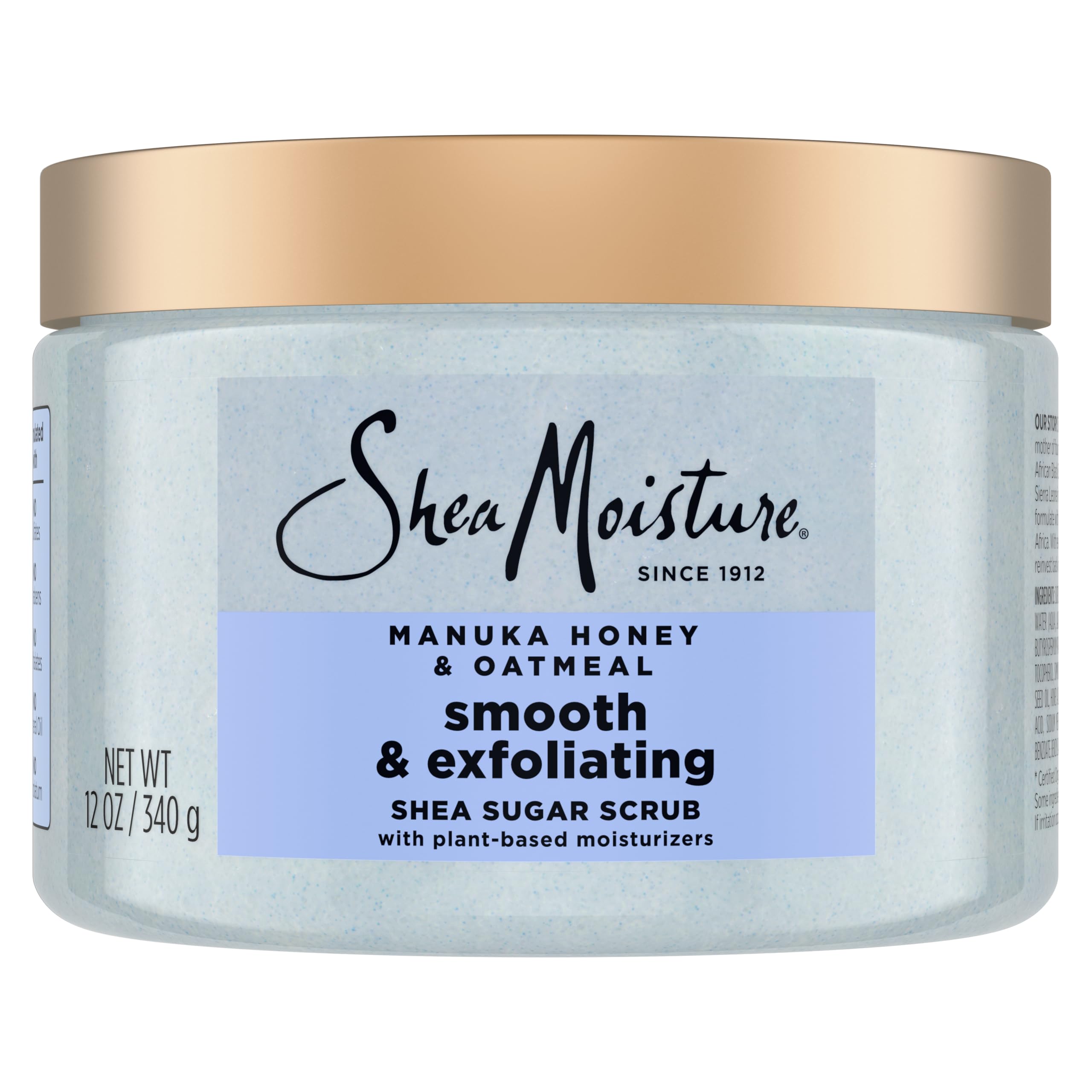 SheaMoisture Manuka Honey & Oatmeal Sugar Body Scrub - 12 oz Exfoliating Scrub with Shea Butter for Smooth Skin - 24 Hour Moisture - Perfect for Dry Skin Care & Spa Day Self Care Routine