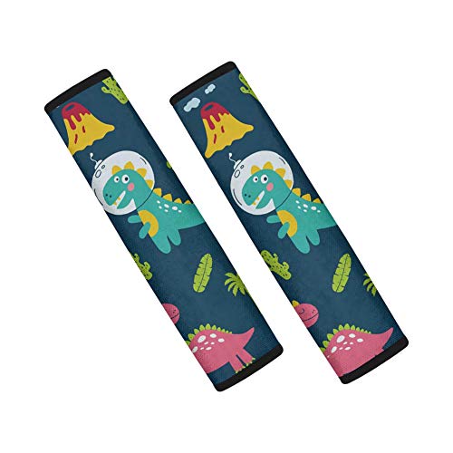 SEANATIVE 2-Pack Cartoon Dinosaur Car Seat Belt Shoulder Pads - Universal Fit for Cars, Trucks & SUVs - Soft Strap Covers for Comfort & Safety (Ideal for Kids & Long Road Trips)