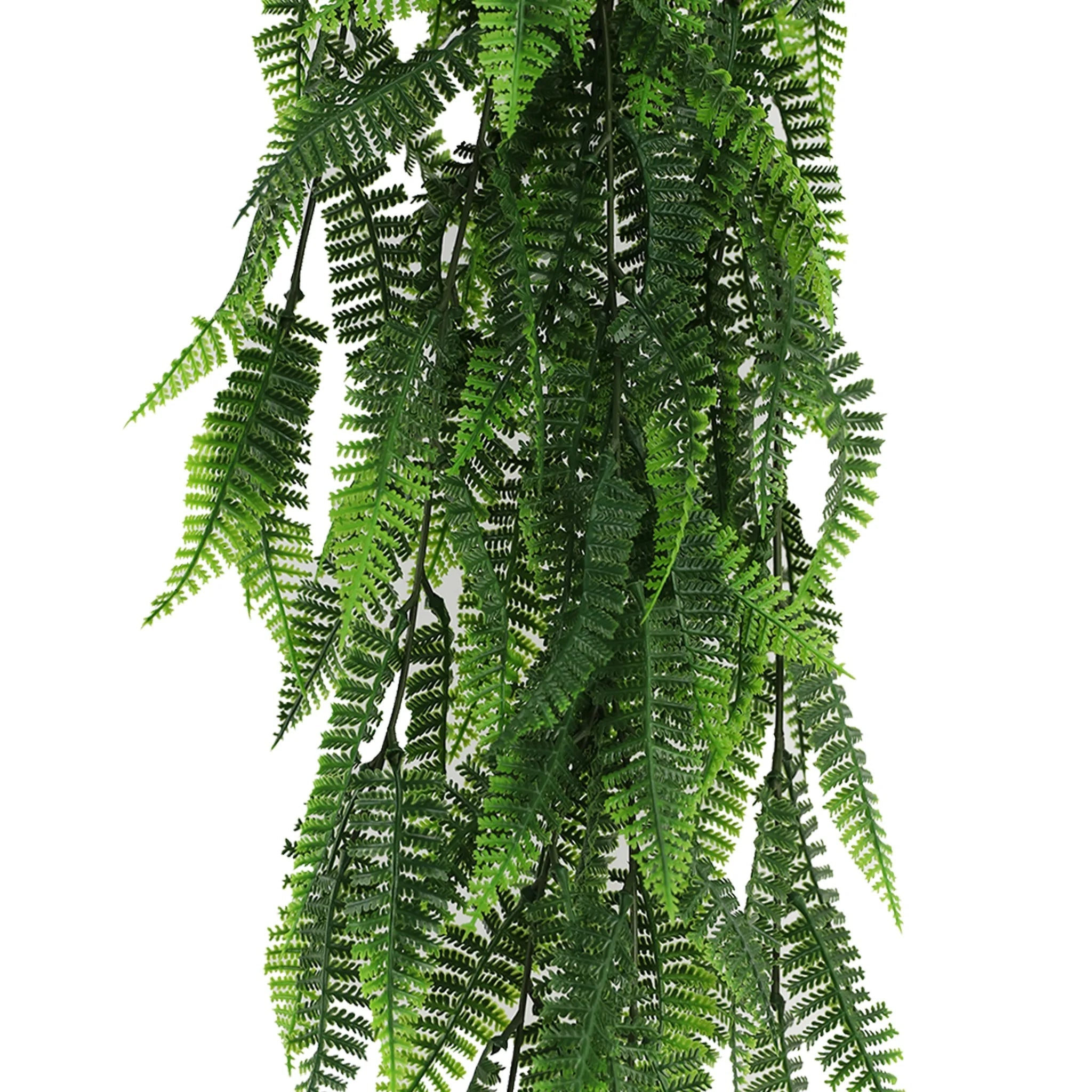 UV Resistant & Fire Rated Artificial Hanging Fern Garland - 18cm x 76cm Green Faux Plant Decor for Home, Office, Wedding & Outdoor Spaces