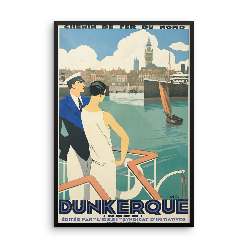 **Vintage Dunkirk 1569 Framed Poster - 24x36 Inch Enhanced Matte Paper - WWII Historical Art Print for Home, Office & Classroom Decor**
