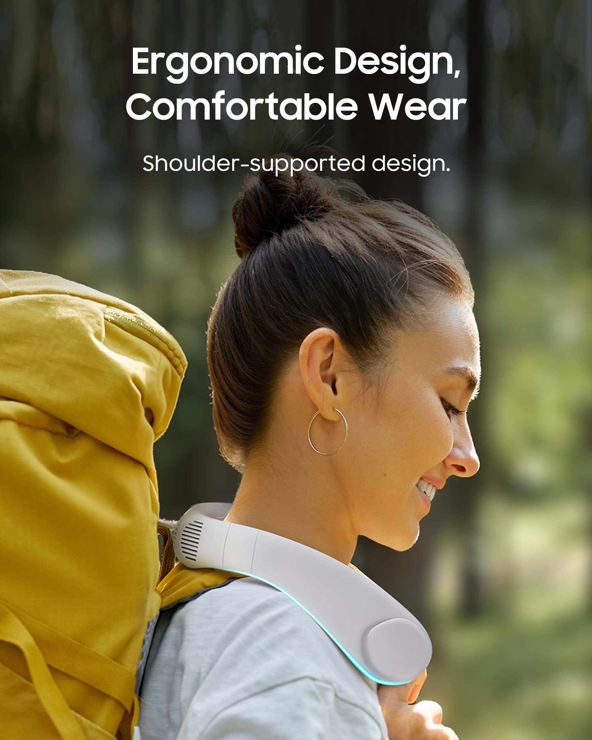 HIGO CoolMaster Pro Neck Fan - Portable Rechargeable Wearable Personal Air Conditioner with 4400mAh Battery | 2-in-1 Cooling Neck Fan for Outdoor, Office & Travel | Ergonomic Design in White