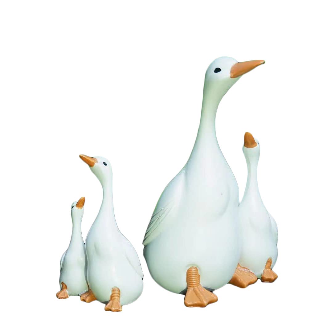 Sharkcrafts 4 Inch Duck Garden Statue - Handmade Lawn & Garden Art Decor, Cute Desktop Home Decoration for Outdoor Patio, Yard, or Indoor Shelf Display