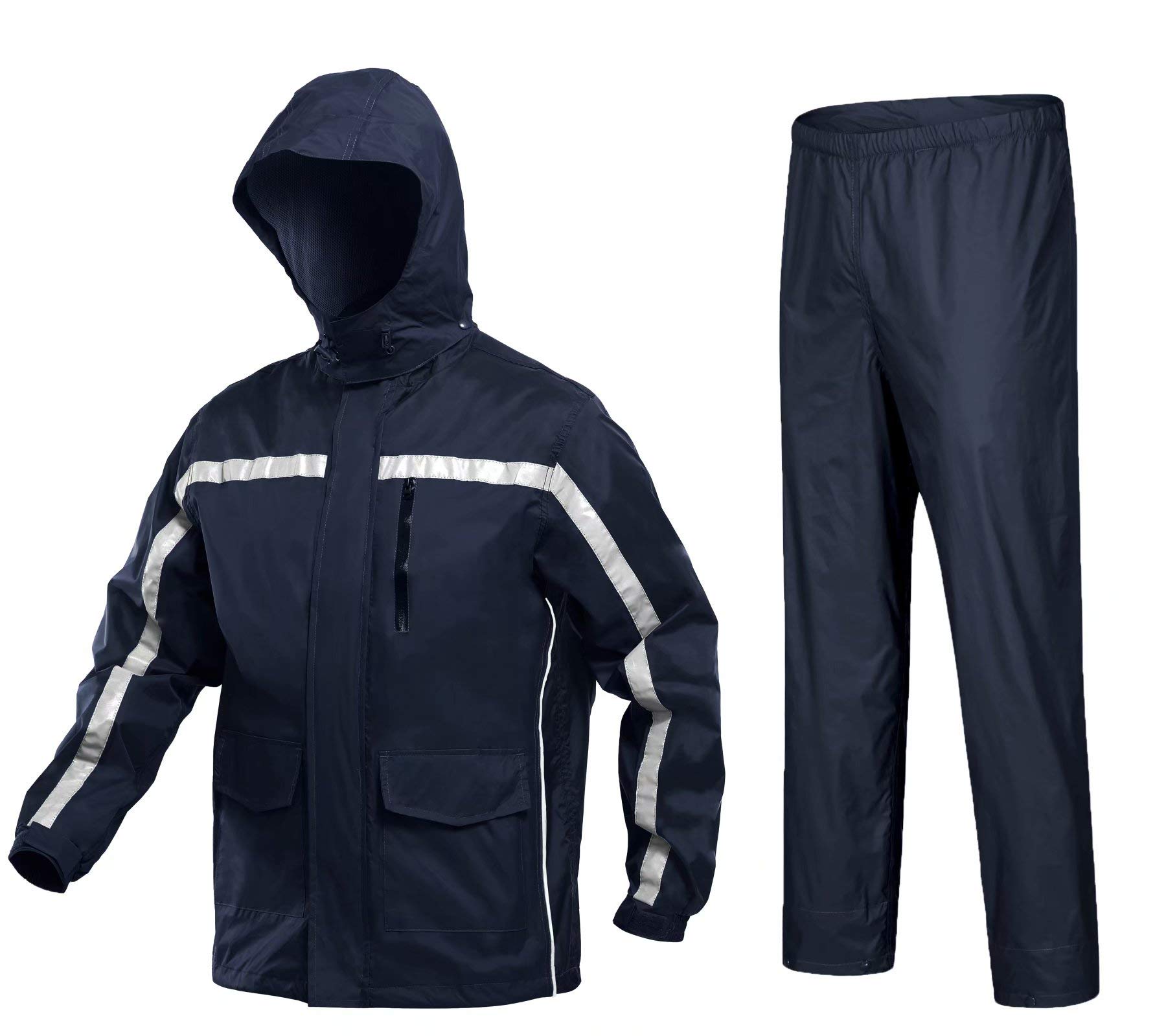 MAGCOMSEN Waterproof Rain Suit for Men - Hooded Hiking Raincoat with Pants for Outdoor Work, Fishing & Camping | All-Weather Protection Gear for Hiking, Hunting & Stormy Days