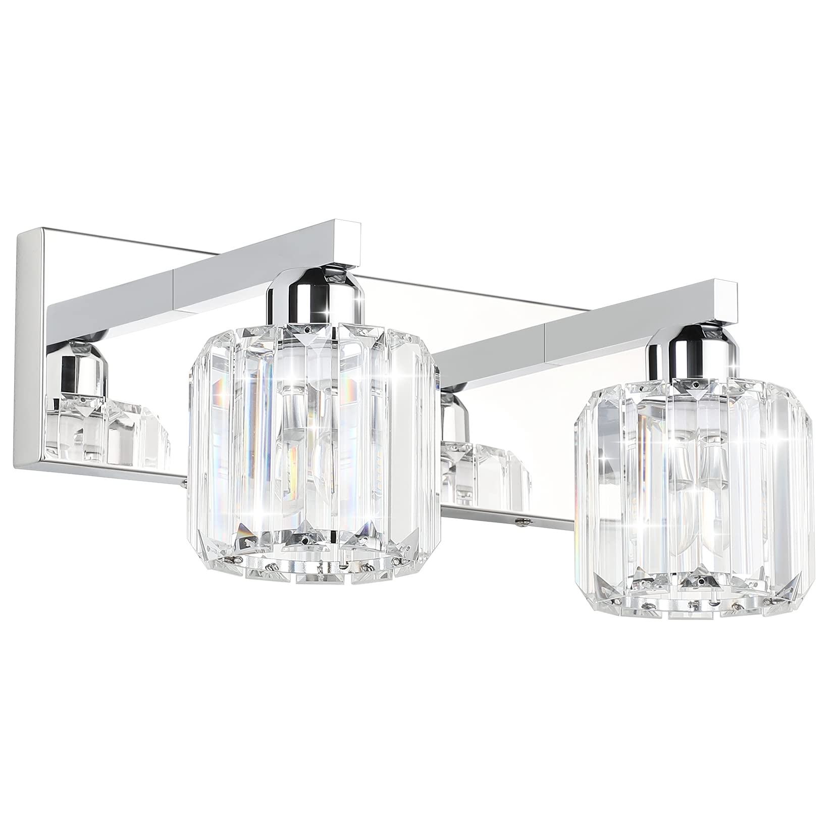 Crystal Vanity Lights for Bathroom - 2-Light Stainless Steel Fixture (No Bulb) - Perfect for Modern Bathroom Makeover