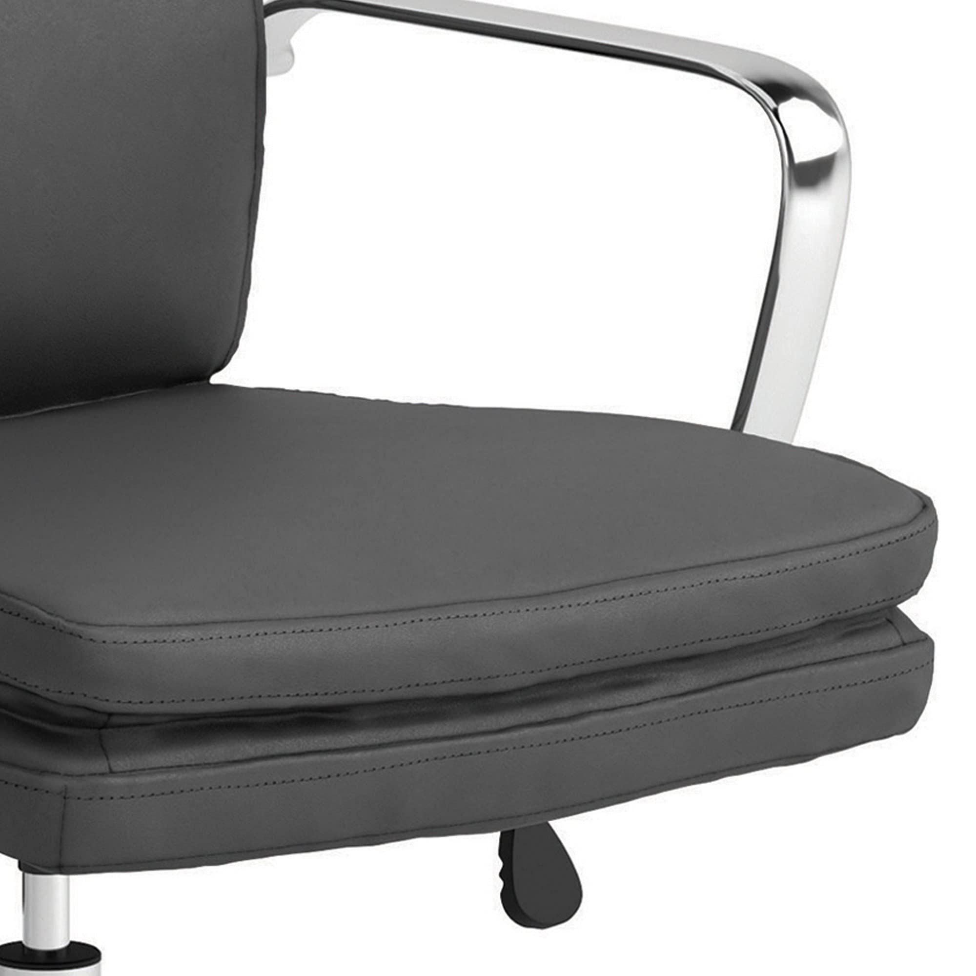 Benjara Gray Padded Panel Back Office Chair with Horizontal Stitching - Ergonomic Desk Chair for Home Office, Computer Work & Conference Room