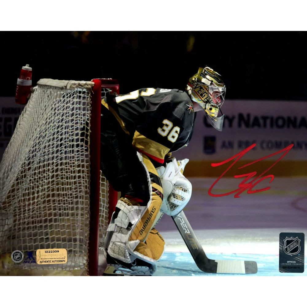 Logan Thompson Autographed Vegas Golden Knights 8x10 Photo with COA - IGM Certified Signed Memorabilia - Perfect for Hockey Fans, Sports Collectors, and Man Cave Decor