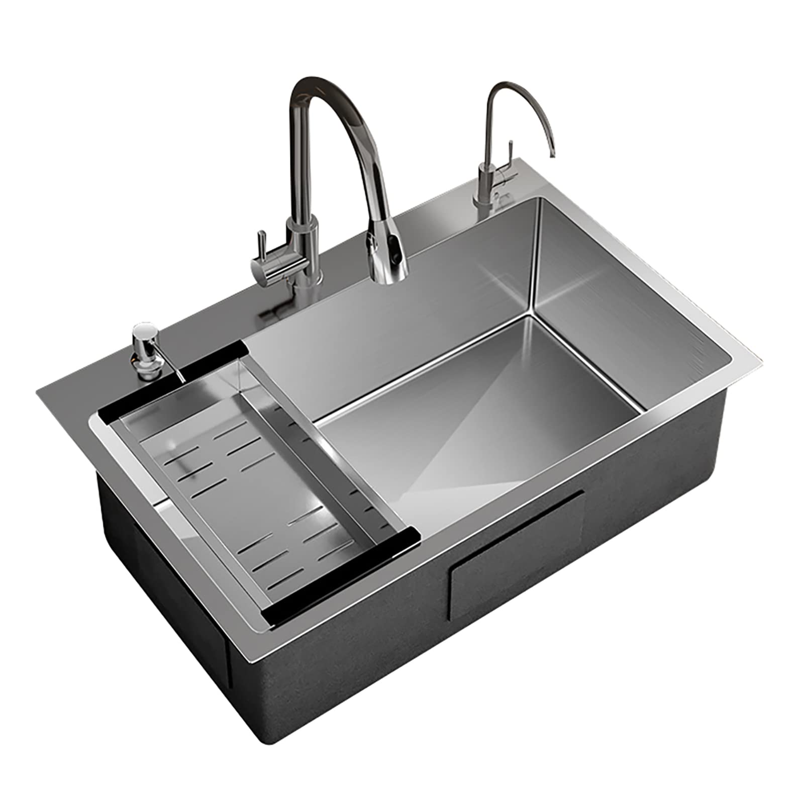 Drop-in Stainless Steel Single Bowl Kitchen Sink with Sink Protector & Workstation - Topmount Design for Travel Trailer, Garage, and Compact Spaces