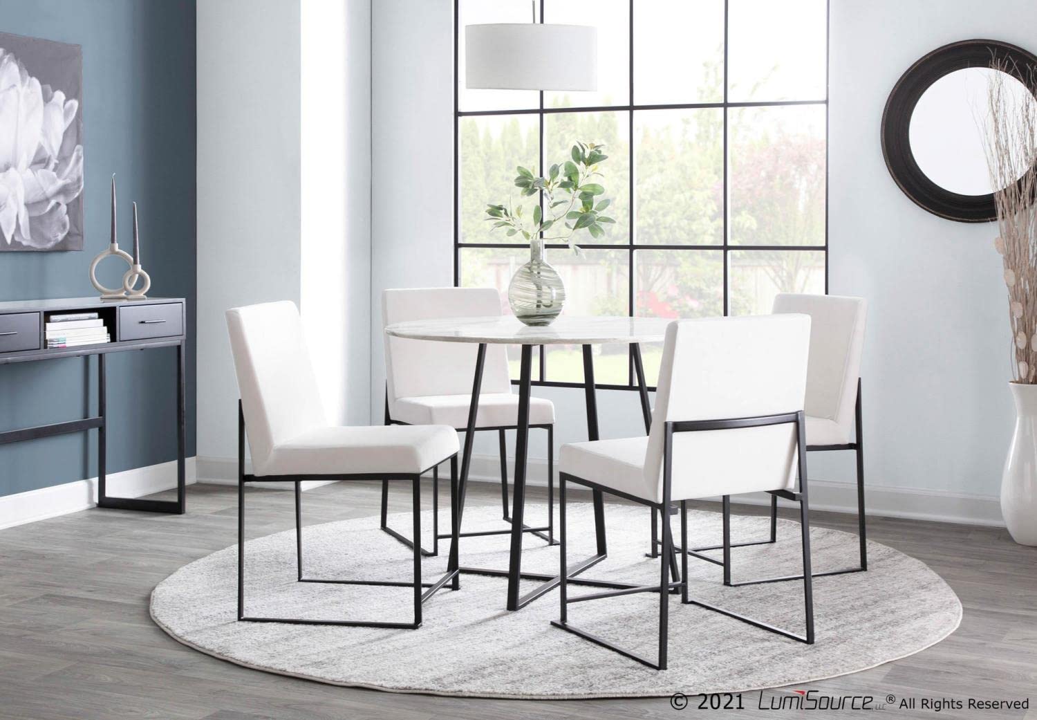 LumiSource High Back Fuji Dining Chair Set of 2 - Modern Upholstered Kitchen Chairs for Dining Table - Comfortable Contemporary Seating for Home, Restaurant & Office Use