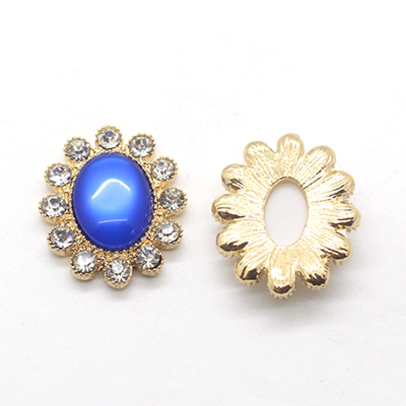 20pcs Oval Resin Rhinestone Buttons for Clothing DIY - Alloy Craft Buttons for Hair Accessories, Wedding Dress Decor - Perfect for Sewing, Scrapbooking & Costume Design