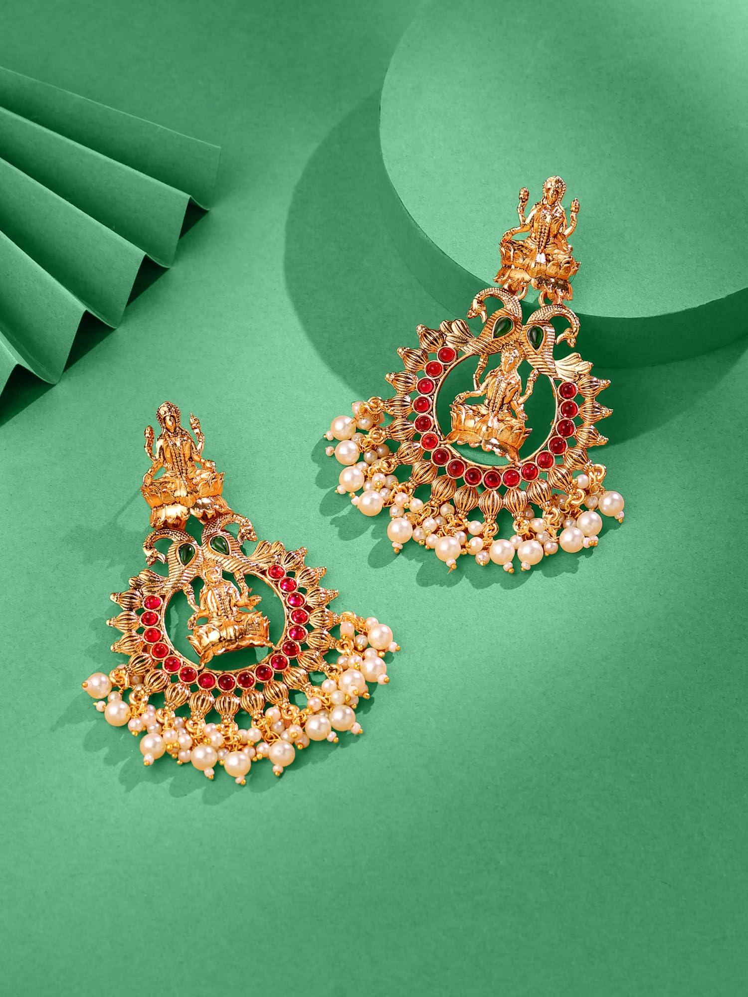 Gold Plated Yellow Chimes Earrings for Women - Traditional Chandbali Beaded Drop Temple Jewelry | Perfect Birthday Gift for Girls & Anniversary Present for Wife | Wedding, Party & Festival Accessories