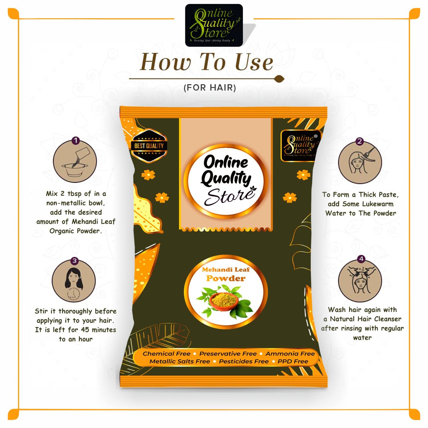 Natural Henna Powder for Hair Color | Lawsonia Inermis | Pure Mehndi Powder 480g | Ammonia-Free & Paraben-Free | Organic Hair Dye | Perfect for DIY Hair Coloring & Natural Hair Care at Home