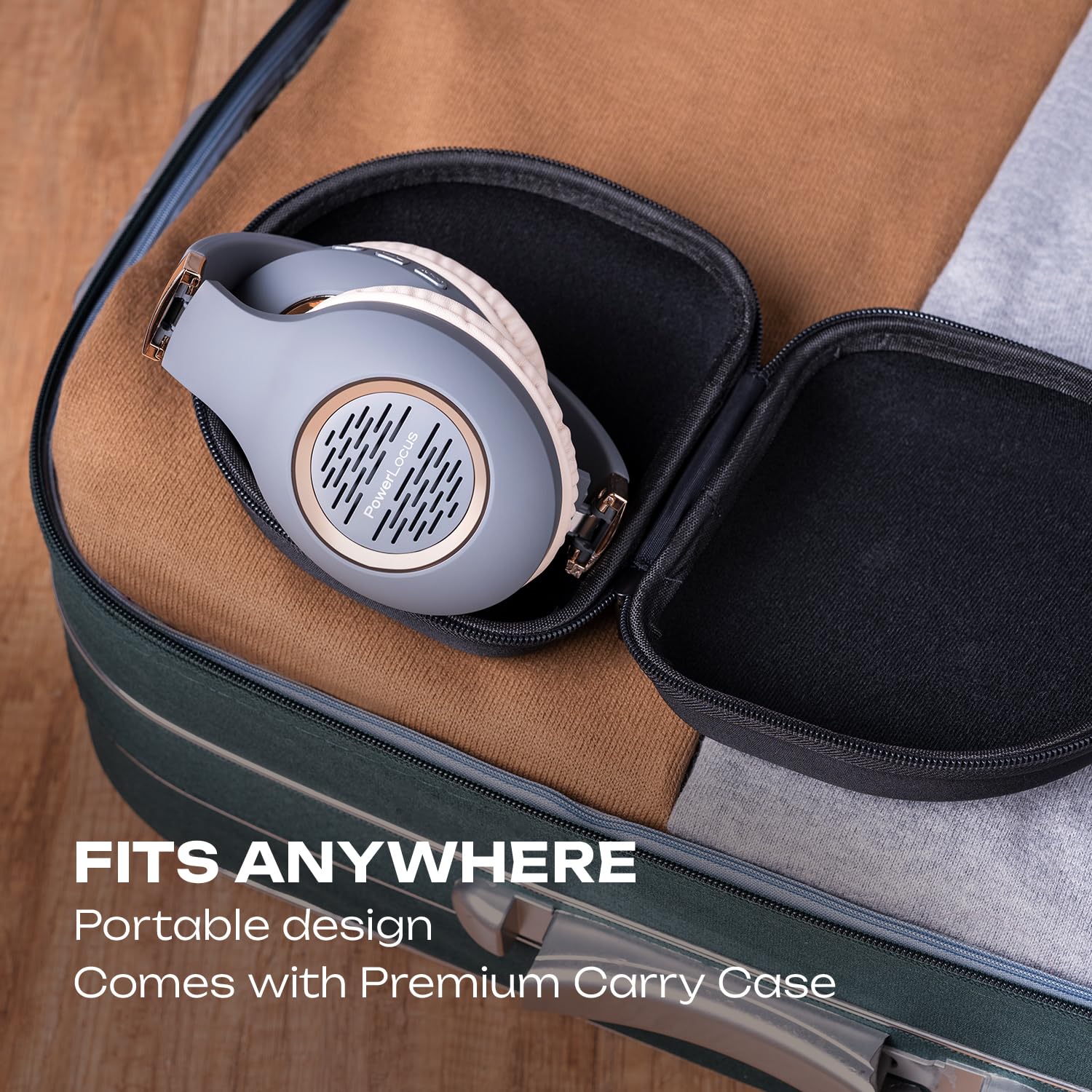 PowerLocus Wireless Bluetooth Over-Ear Headphones with Hi-Fi Stereo & Deep Bass, Foldable Design with Soft Earmuffs & Built-in Mic - for Phone, Tablet, PC (Perfect for Travel, Gaming & Office Work)