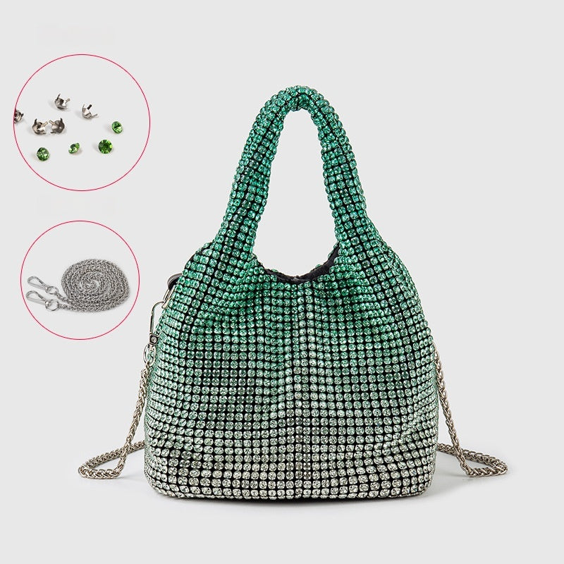 Luxury Diamond Encrusted & Diamond Filled Tote Bucket Dinner Bag - Elegant Evening Clutch for Parties, Weddings & Special Occasions - 819045946412
