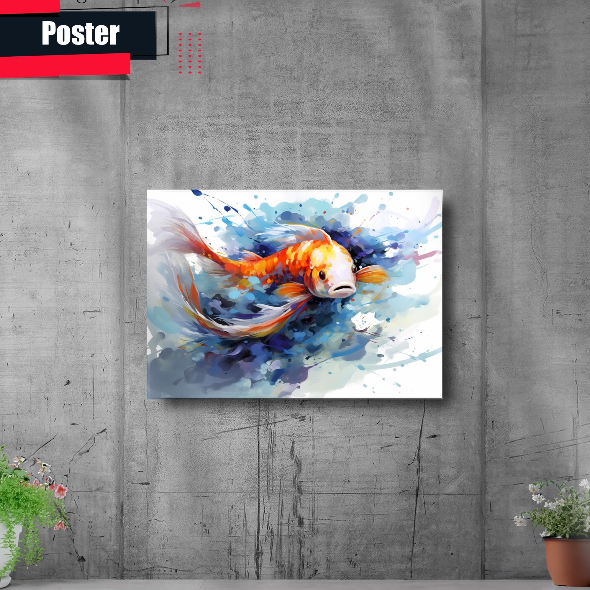 Japanese Koi Fish Art Print - Zen Wall Decor for Home, Kitchen & Office - Beautiful Koi Pond Poster for Asian-Inspired Interior Design