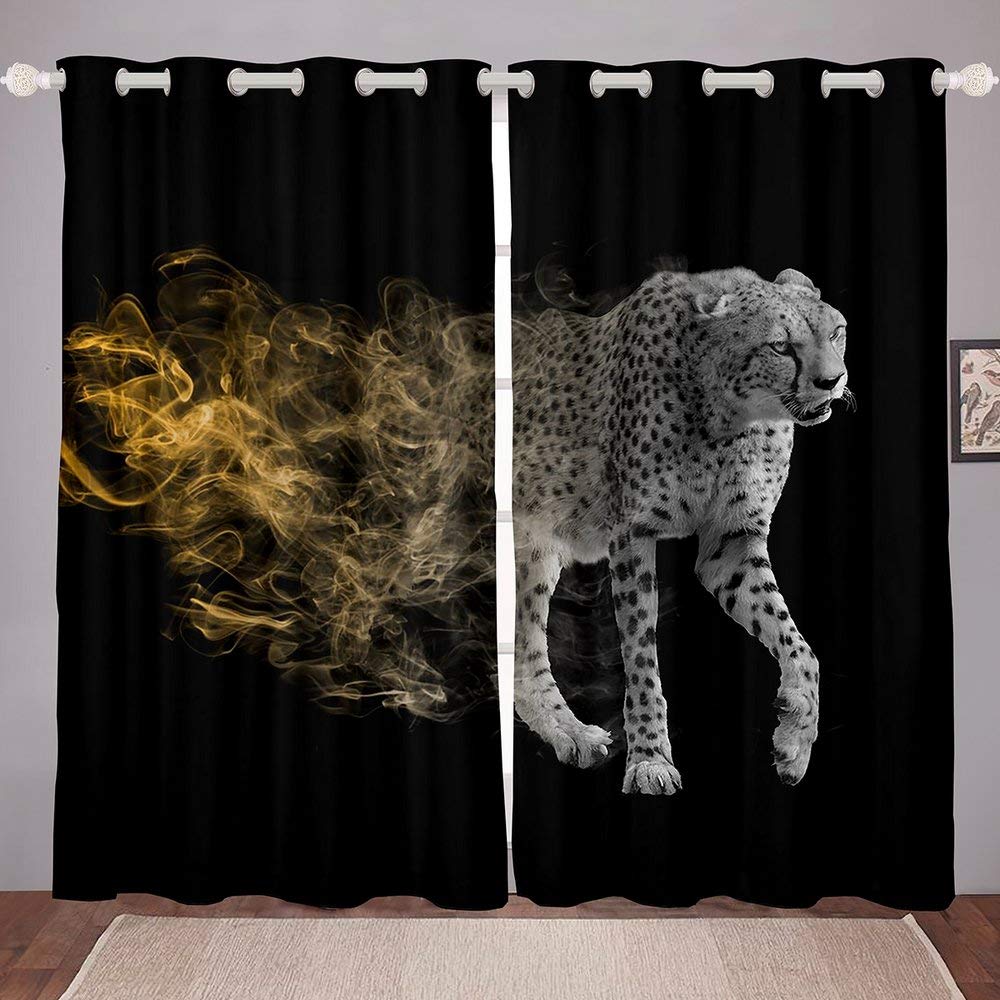 Leopard Print Curtains - Cheetah Flame Pattern for Kids & Adults - Home Decor