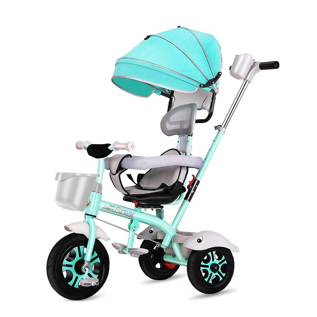 **Green Kids Tricycle Stroller - Multifunctional Comfortable Baby Bicycle for 1-2 Year Olds | Perfect for Outdoor Play, Park Rides & Learning Balance**