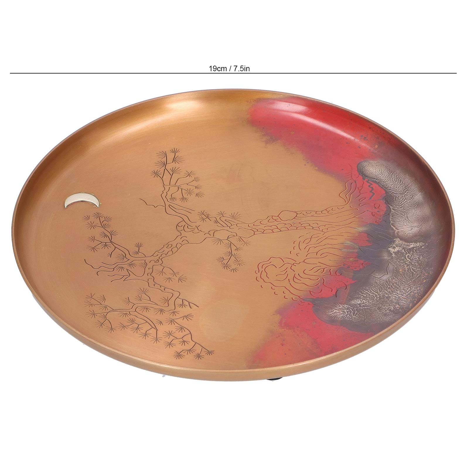 Non-Slip Round Tea Cup Holder - 19cm Chinese Red Copper Tea Plate for Home & Office - Perfect for Tea Ceremonies, Afternoon Tea, and Gifts