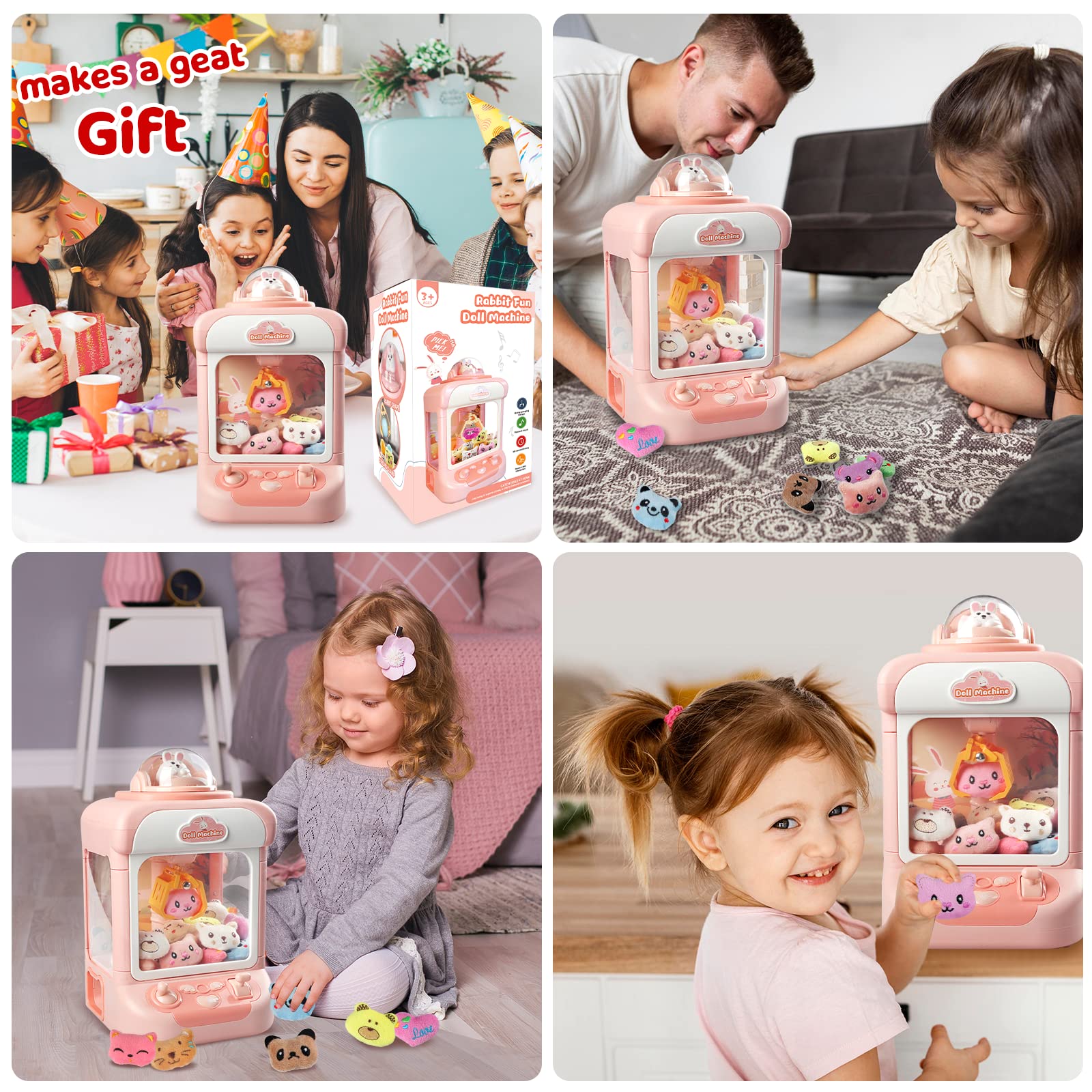 Mini Claw Machine for Kids - Electronic Arcade Candy Grabber Prize Dispenser Toy with Lights & Sound - Fun Birthday Party Game for Girls & Boys (Rabbit Design) - Perfect for Home Play, Carnival Prizes & Gift Exchanges