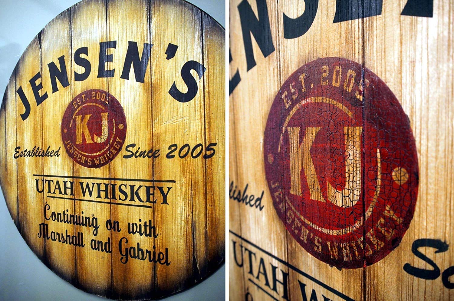 Personalized Wooden Table Top from Whiskey & Wine Barrel Lids - Custom Rustic Home Bar Furniture for Men (16/20/24/30/36/40/42/46 Inch) - Perfect for Man Caves, Living Rooms & Unique Gift Ideas