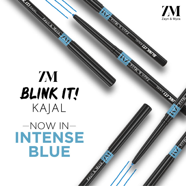 ZM Zayn & Myza Kajal Blink IT Blue Eyeliner - 0.35gm Waterproof Smudge-Proof Kohl for Sensitive Eyes | Perfect for Daytime Wear, Night Out & Special Occasions
