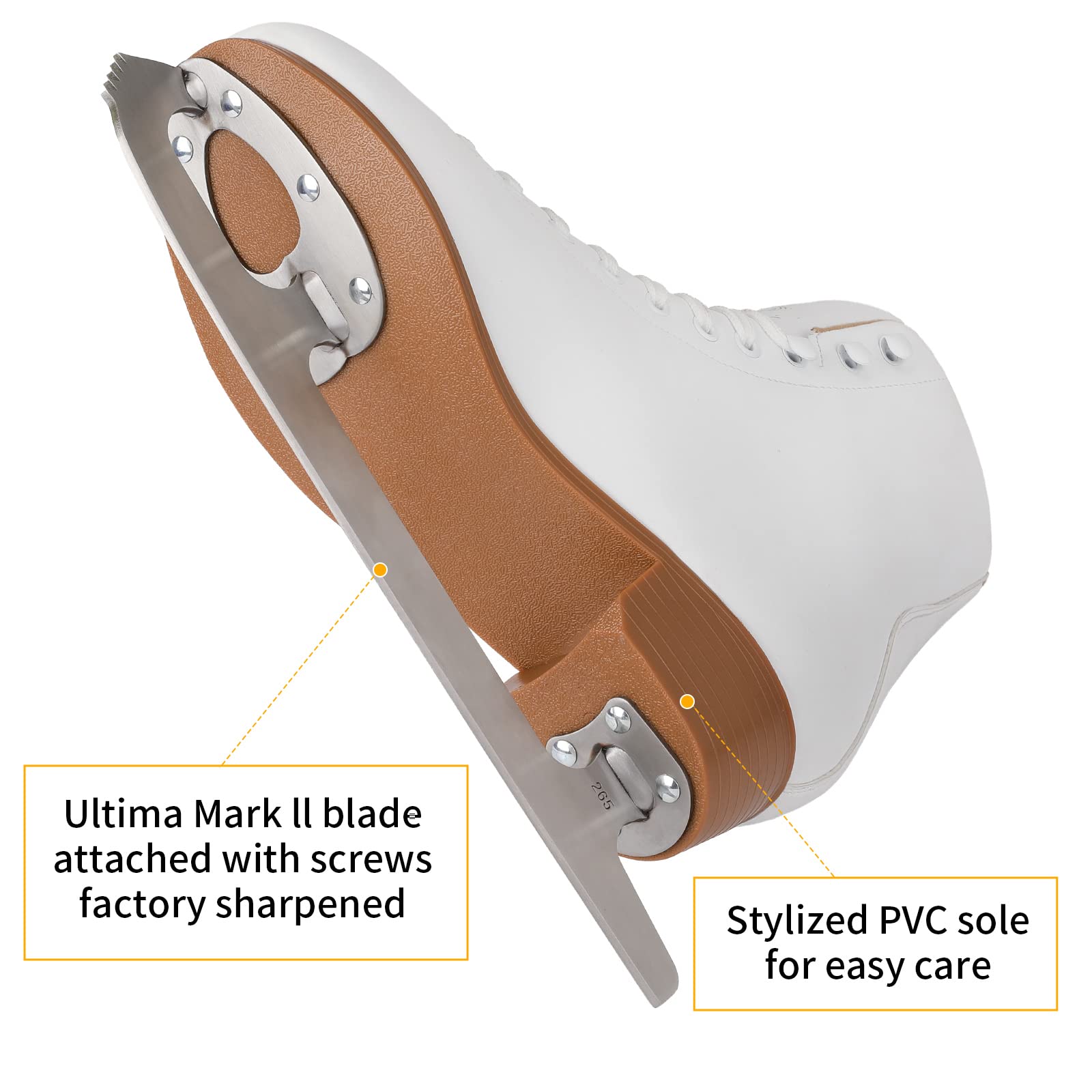 Women's Figure Ice Skates with Lace-Up Design & Skate Guards - Perfect for Indoor & Outdoor Skating, Ice Hockey, and Recreational Use
