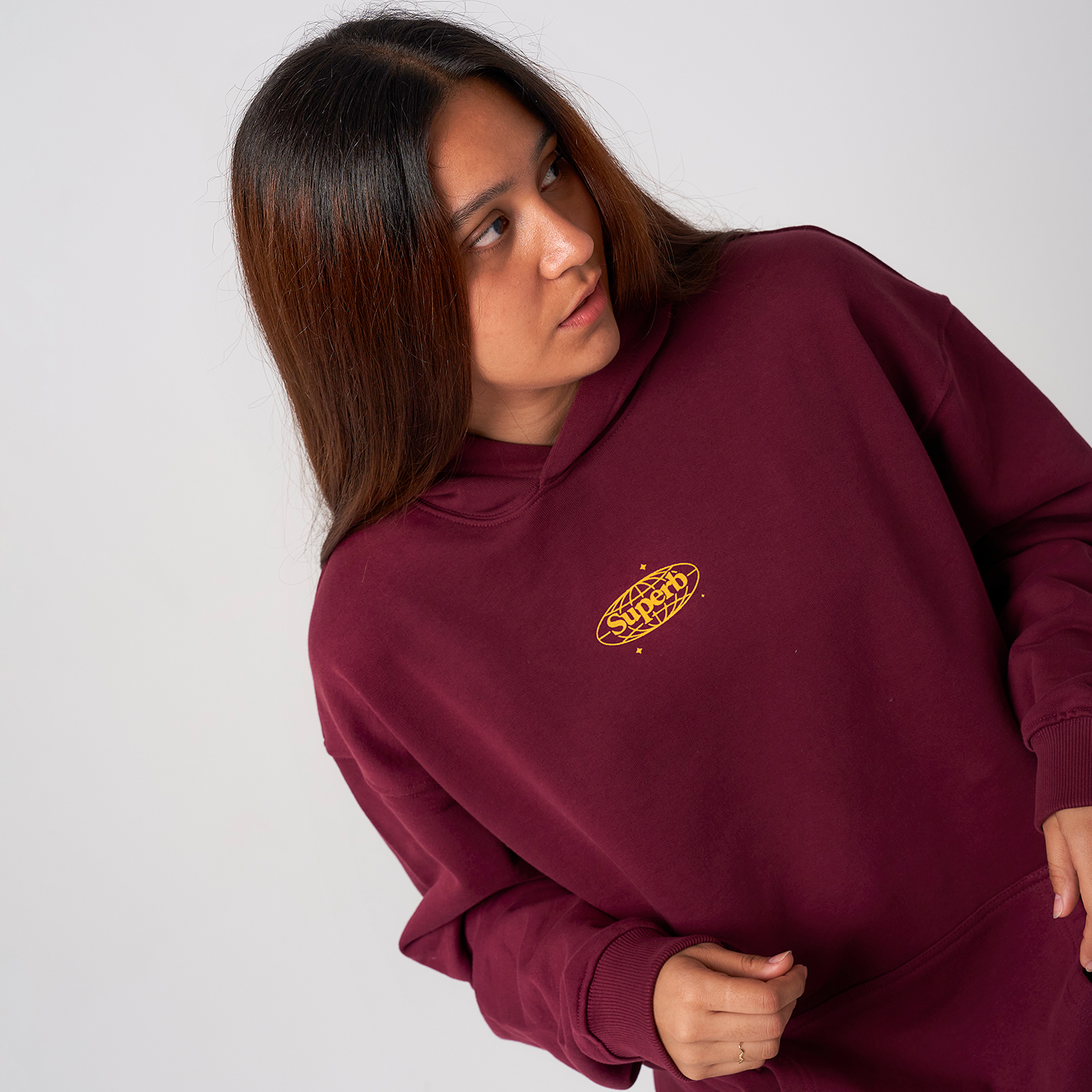 Vintage Organic Cotton Oversized Hoodie in Bordeaux - Perfect for Casual Wear, Street Style & Cozy Loungewear