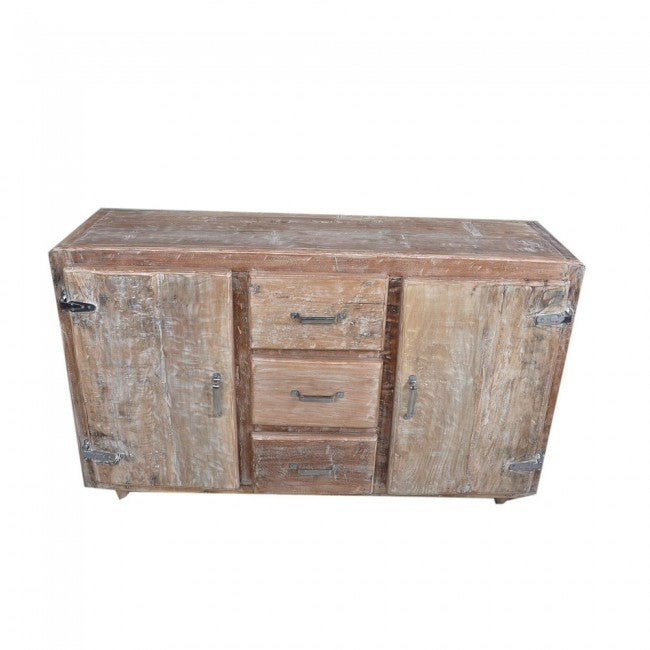 Premium Cromer Mango Wood Sideboard Buffet Hutch - Large 2-Door Storage Cabinet for Kitchen & Dining Room - Perfect for Refrigerator Organization & Home Decor