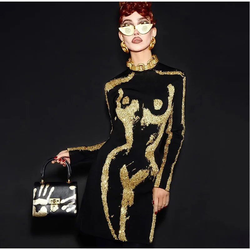 Elegant Gold Mini Party Dress - Designer Cocktail Dress for Women | Perfect for Evening Parties, Weddings & Special Occasions