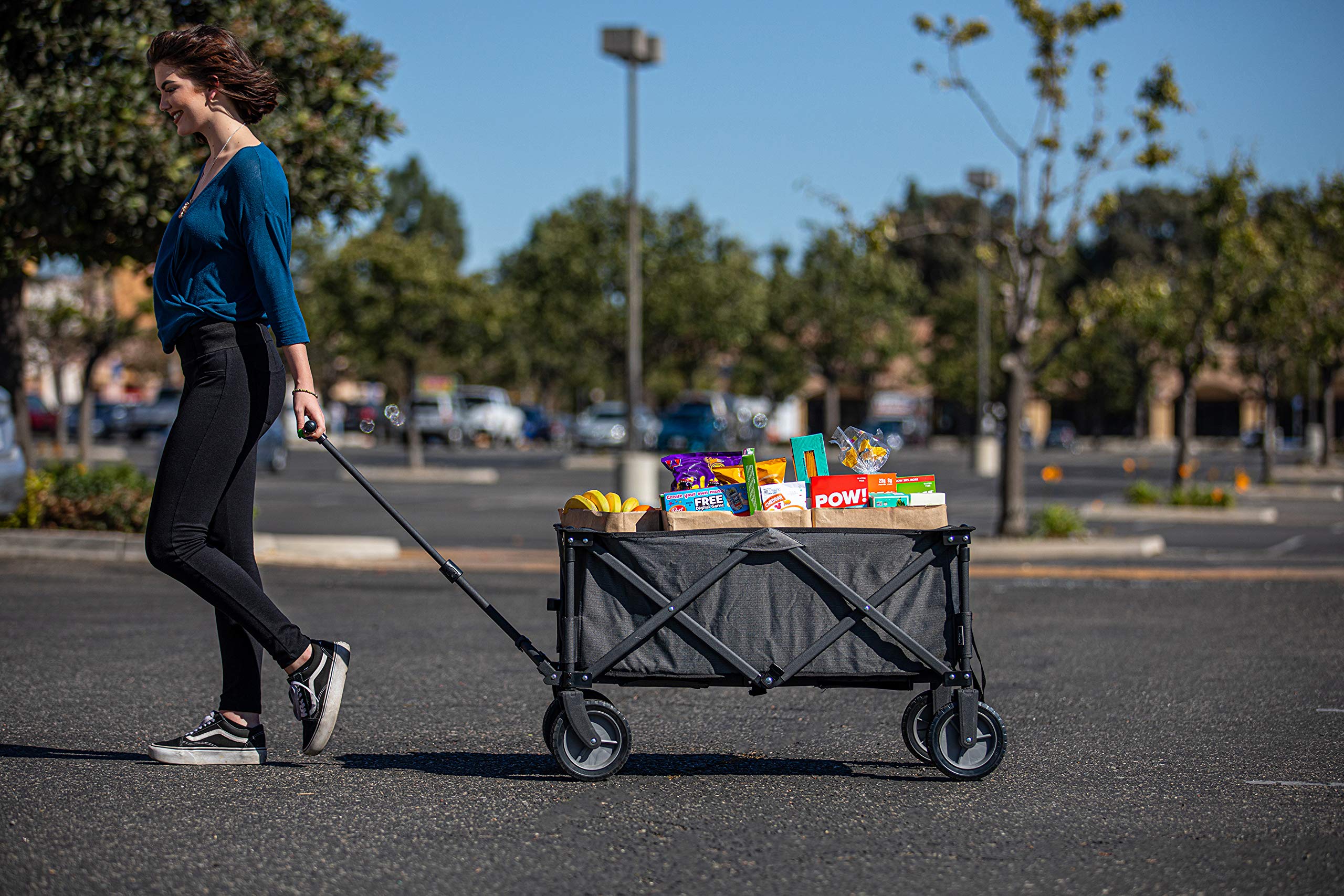 PICNIC TIME Adventure Wagon Elite - Foldable Utility Wagon with Table Top Lid & Soft Cooler Liner for Outdoor Camping, Beach Trips, and Tailgating