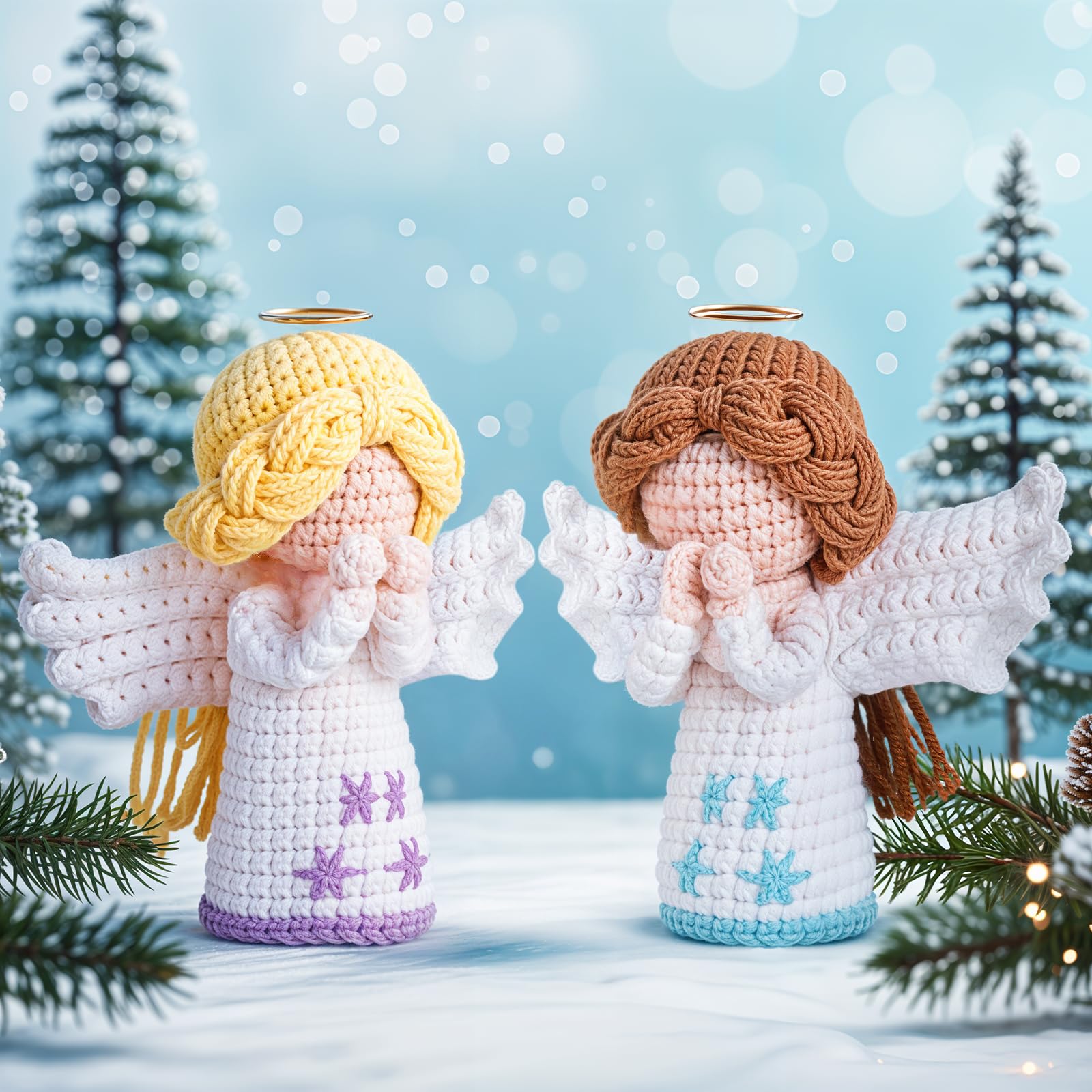 Beginner Crochet Kit for Adults & Kids - 2-Pack Amigurumi Angel DIY Knitting Supplies with Step-by-Step Video Tutorials (40%+ Yarn) | Perfect for Crafting, Gifts & Stress Relief