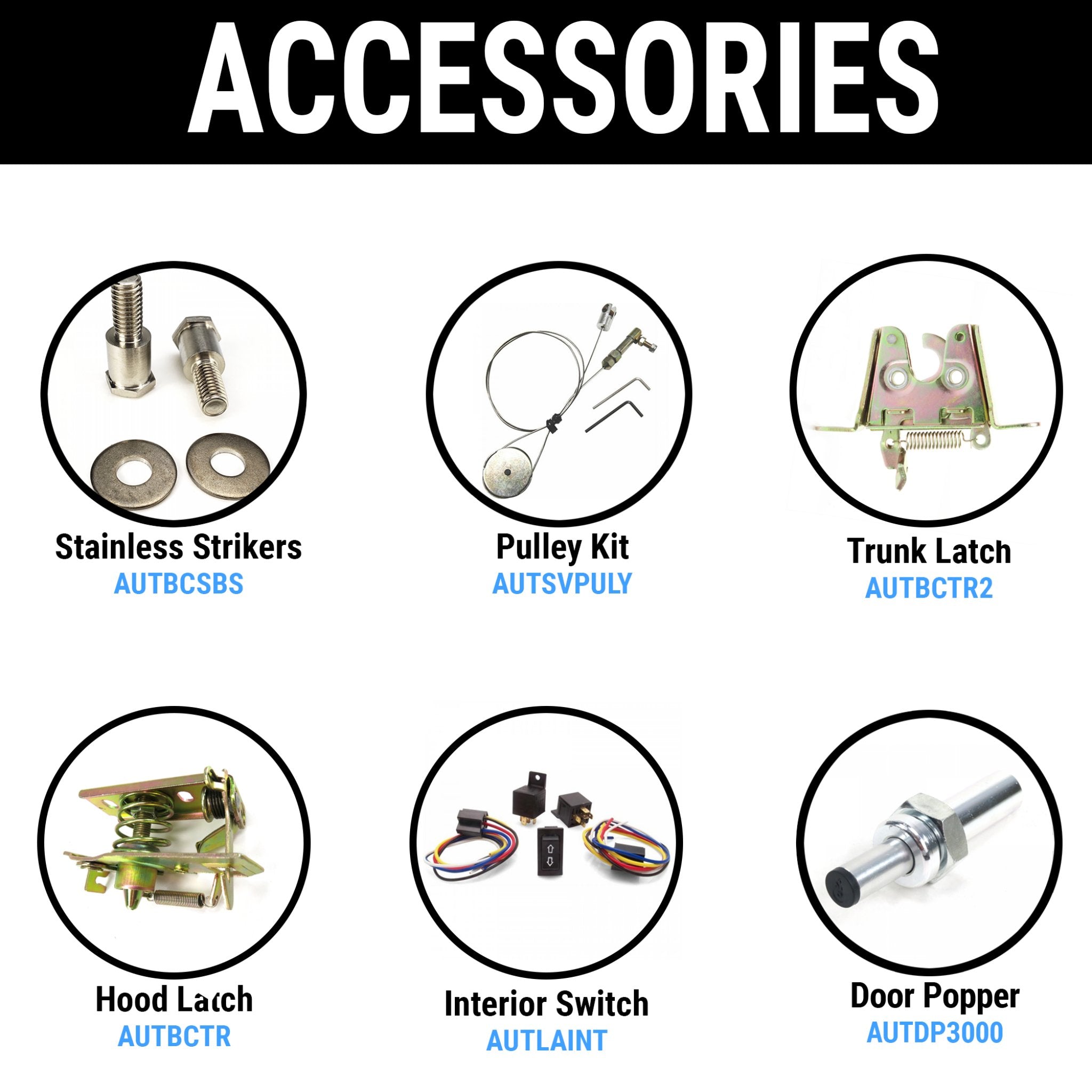 1904 Rambler Model G Shaved Door Kit - Small Power Bear Claw Jaw Locking Latch Actuator with Striker Bracket - Perfect for Classic Car Restoration & Hot Rod Customization