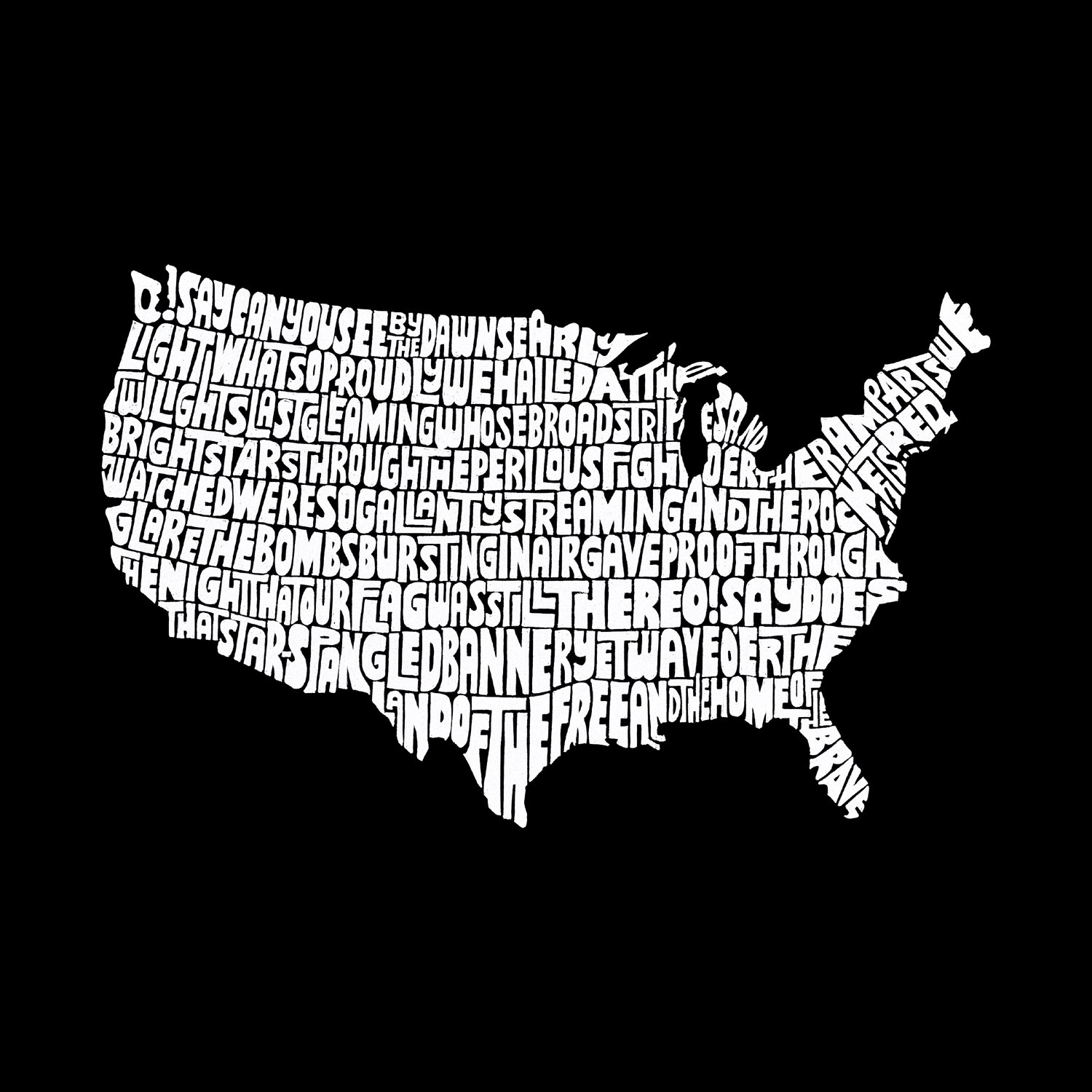 LA POP ART Women's Word Art T-Shirt - Patriotic The Star Spangled Banner Design | Casual Wear, Fourth of July Outfit, American Flag Apparel
