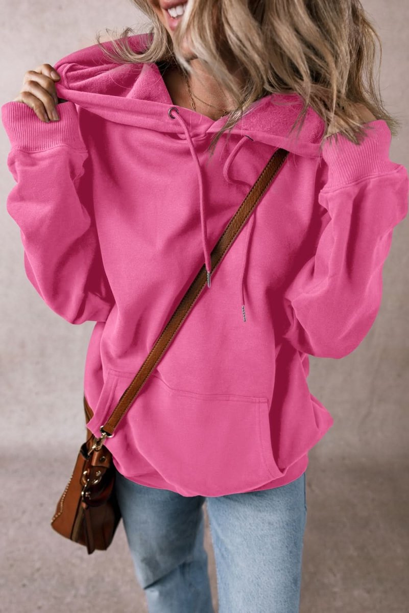 Cozy Fleece Lined Kangaroo Pocket Hoodie with Drawstring - Warm Oversized Sweatshirt for Women & Men | Perfect for Winter, Outdoor Activities & Casual Wear