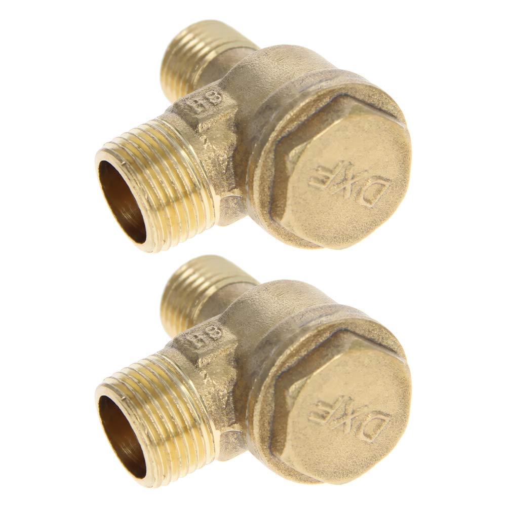 Othmro 2Pcs 2-Way Brass Air Compressor Check Valve - 0.63x0.55 Inch Male Threaded Pneumatic Non-Return Valve - for Air Tools, HVAC Systems & Industrial Machinery Accessories