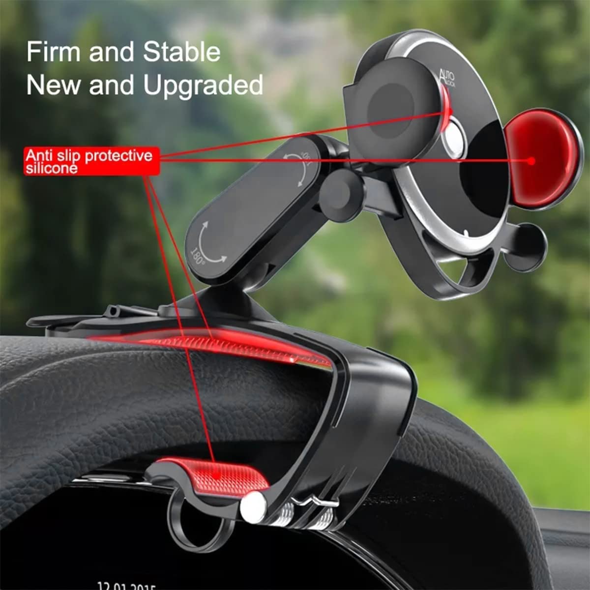 CGEAMDY Universal Car Phone Holder Mount - 360° Rotatable Dashboard Phone Stand with Parking Number Plate, One-Hand Operation, Fits All Smartphones 7.6-17.7cm (3-7 inches) - Perfect for GPS Navigation, Hands-Free Calling & Road Trips
