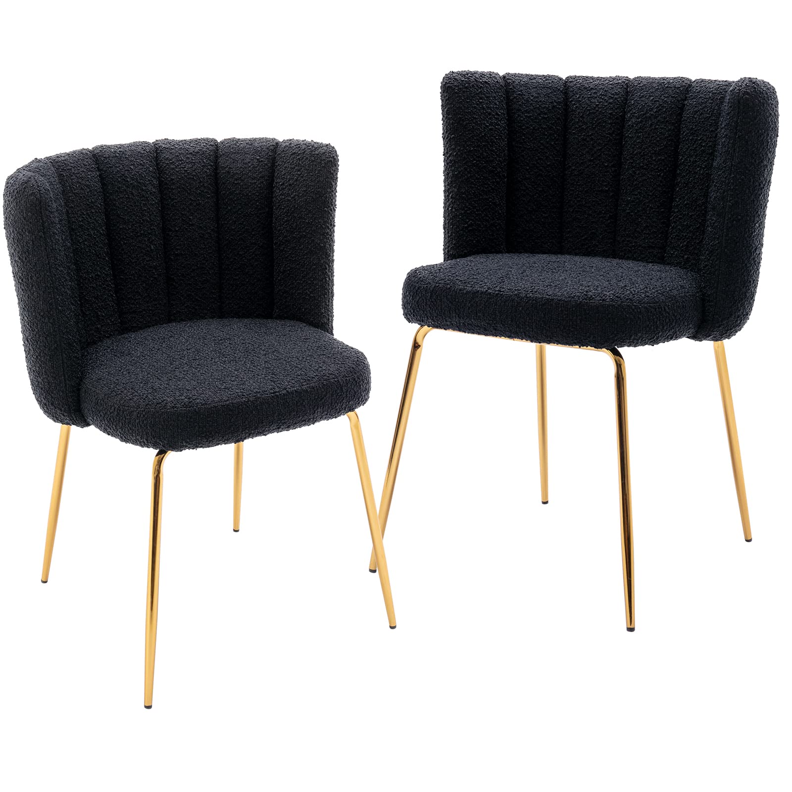 ZSARTS Modern Accent Chairs Set of 2 - Faux Fur Upholstered Gold Leg Dining Chairs, Fluffy Vanity Chairs for Living Room, Bedroom, Office - Soft Seating for Home Decor, Reading Nook & Cozy Spaces