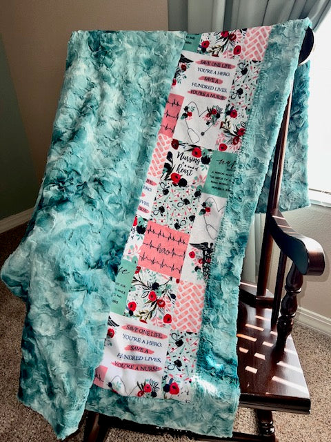 Premium Spearmint Galaxy Print Minky Blanket 55x68 Inches - Ultra Soft & Cozy Throw for Nurses, Adults, Teens - Perfect for Bed, Couch, Office & Gift Giving