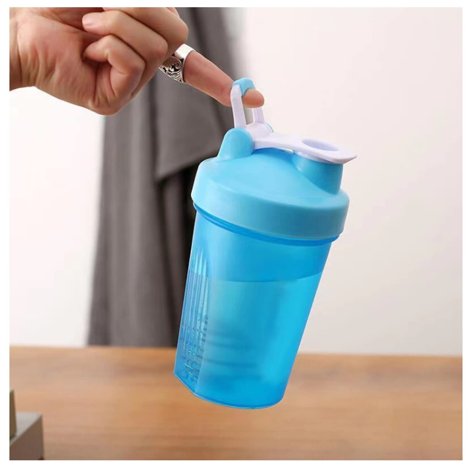 Premium Protein Shaker Bottle with Mixing Ball - BPA Free 16oz (400ml) Workout & Gym Water Bottle - Leakproof Loop Top Design for Protein Shakes, Pre-Workout & Smoothies - Ideal for Fitness, Bodybuilding & Post-Workout Recovery (Blue)
