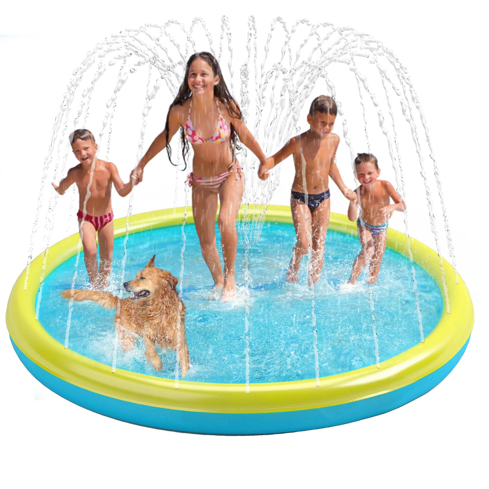 **Heeyoo Non-Slip Splash Pad for Kids & Toddlers – Durable Outdoor Water Play Mat, Summer Sprinkler Pool & Dog Splash Pad – Perfect for Backyard, Park, and Beach Fun**
