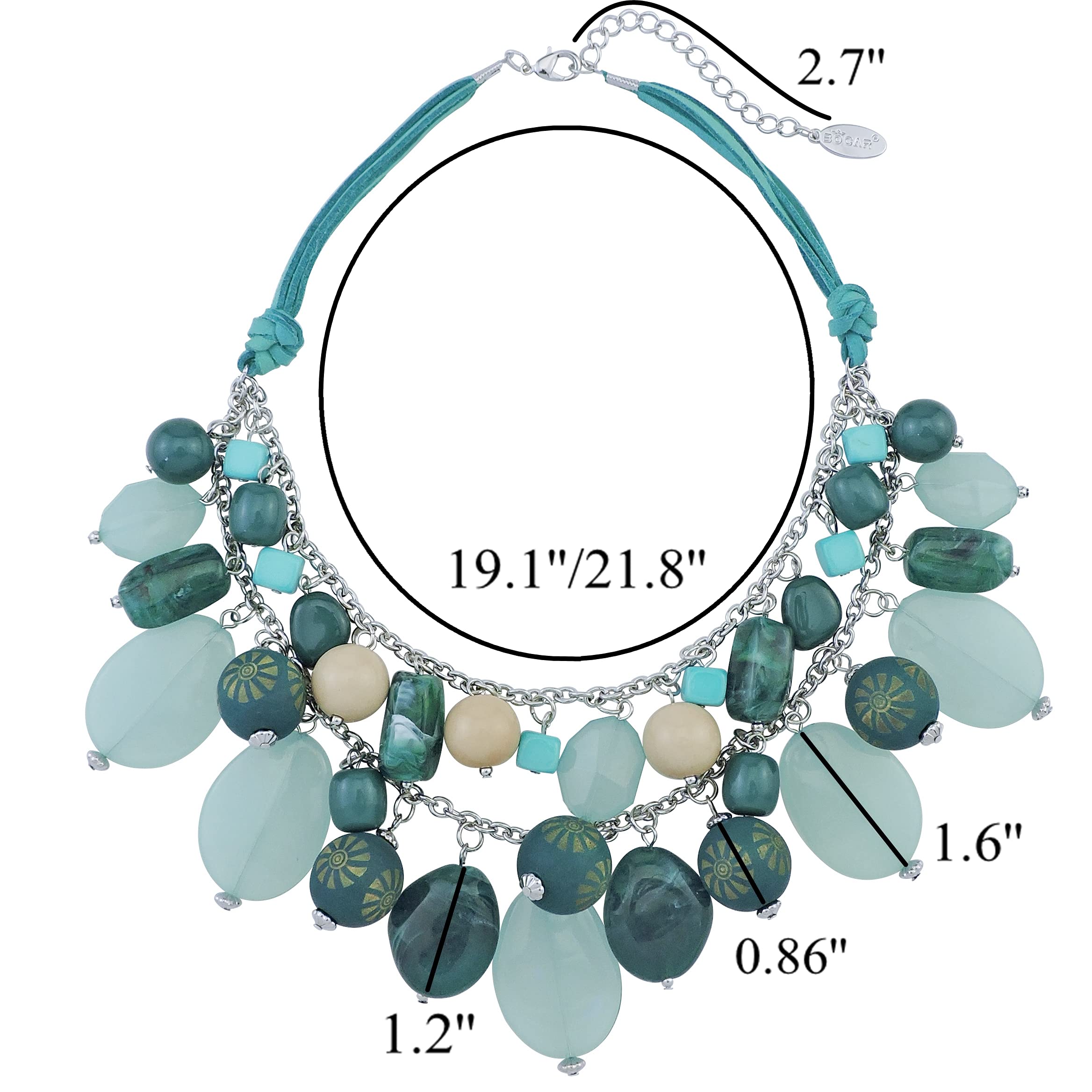 Bocar 2 Layer Statement Necklace - Chunky Beaded Fashion Jewelry for Women, Perfect Gift for Birthday, Anniversary & Special Occasions | Elegant Party & Evening Wear Accessory