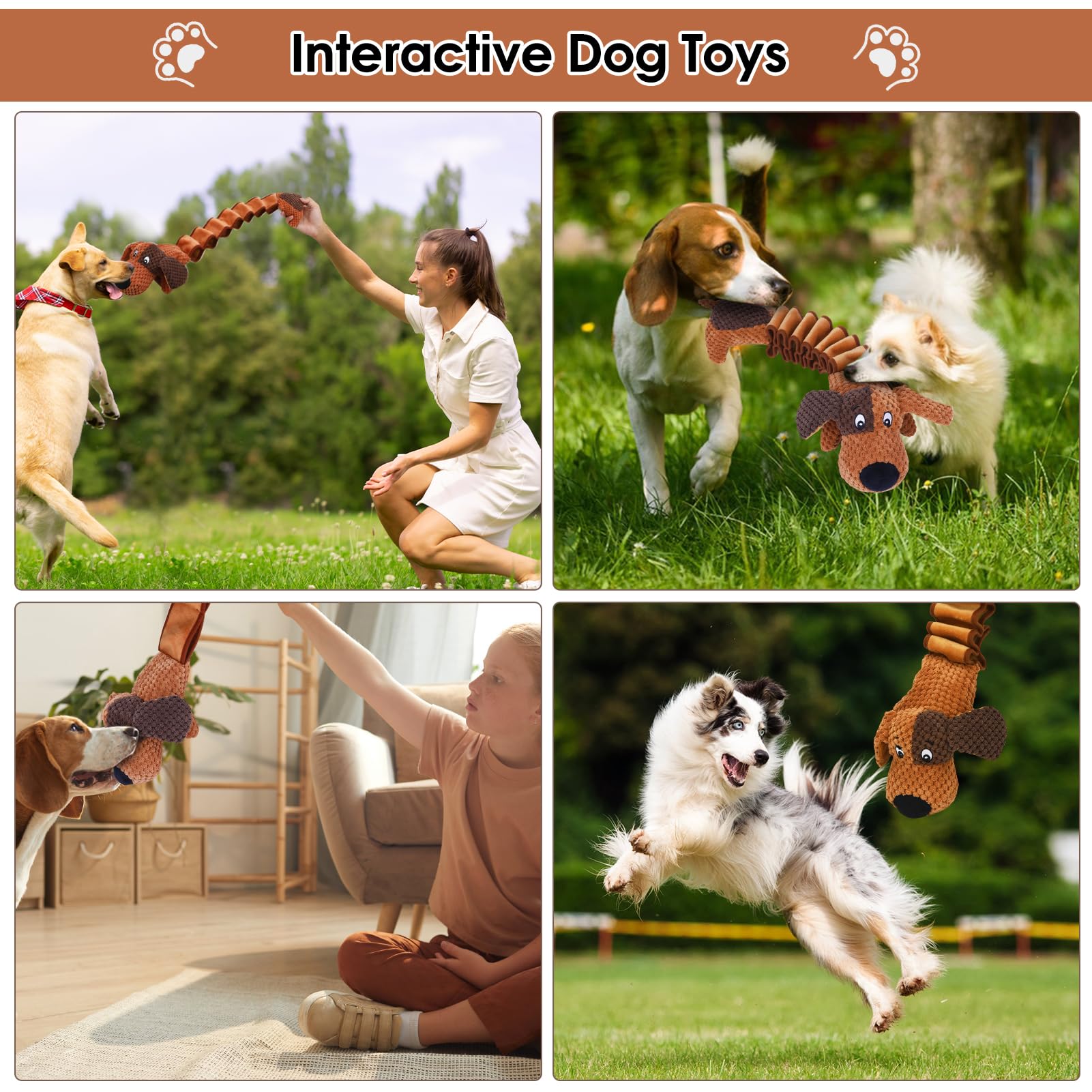 **Durable Squeaky Plush Dog Toys for Large, Medium & Small Dogs - Interactive Chew & Tug of War Pet Toys with Squeaker & Crinkle Paper - Perfect for Playtime, Training & Bonding**