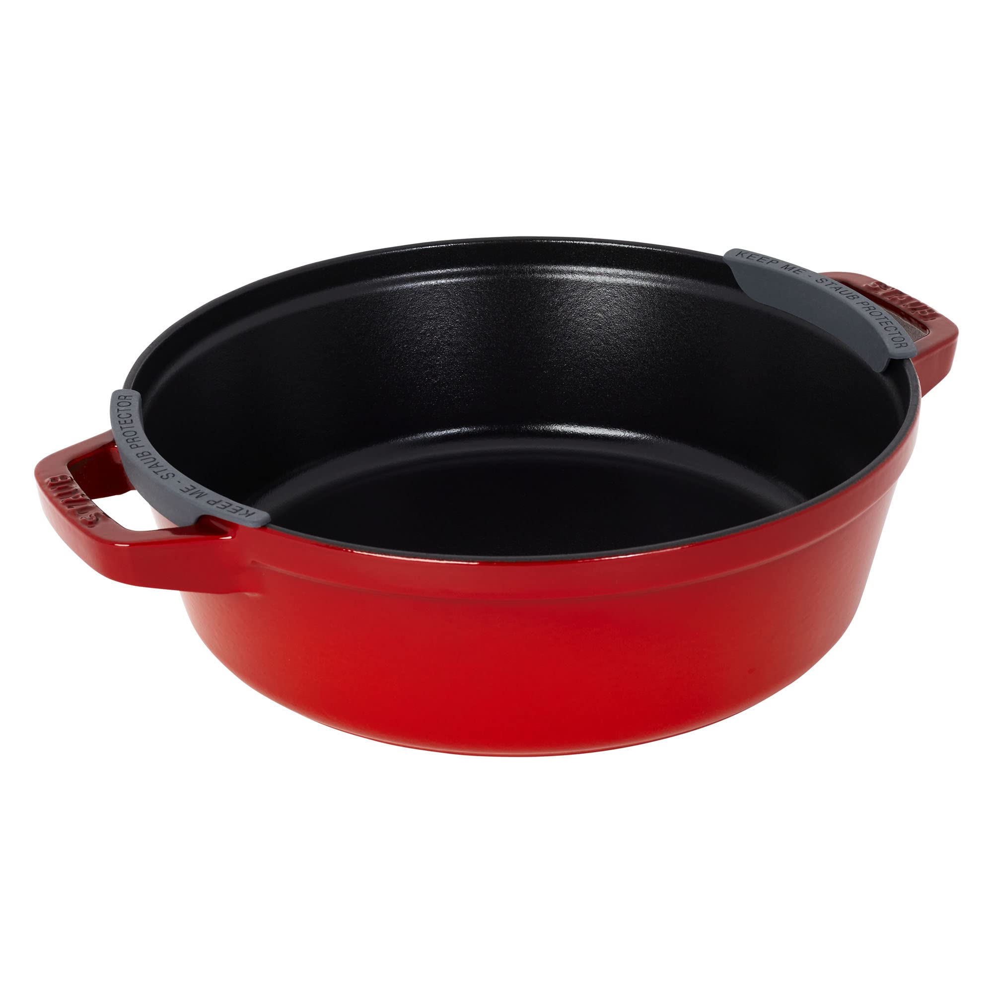 STAUB 4-Piece Cast Iron Cookware Set - Stackable Dutch Oven, Skillet & Grill Pan with Universal Lid - Premium French-Made Cherry Red Cookware for Baking, Roasting & Grilling - Perfect for Home Kitchens & Outdoor Cooking