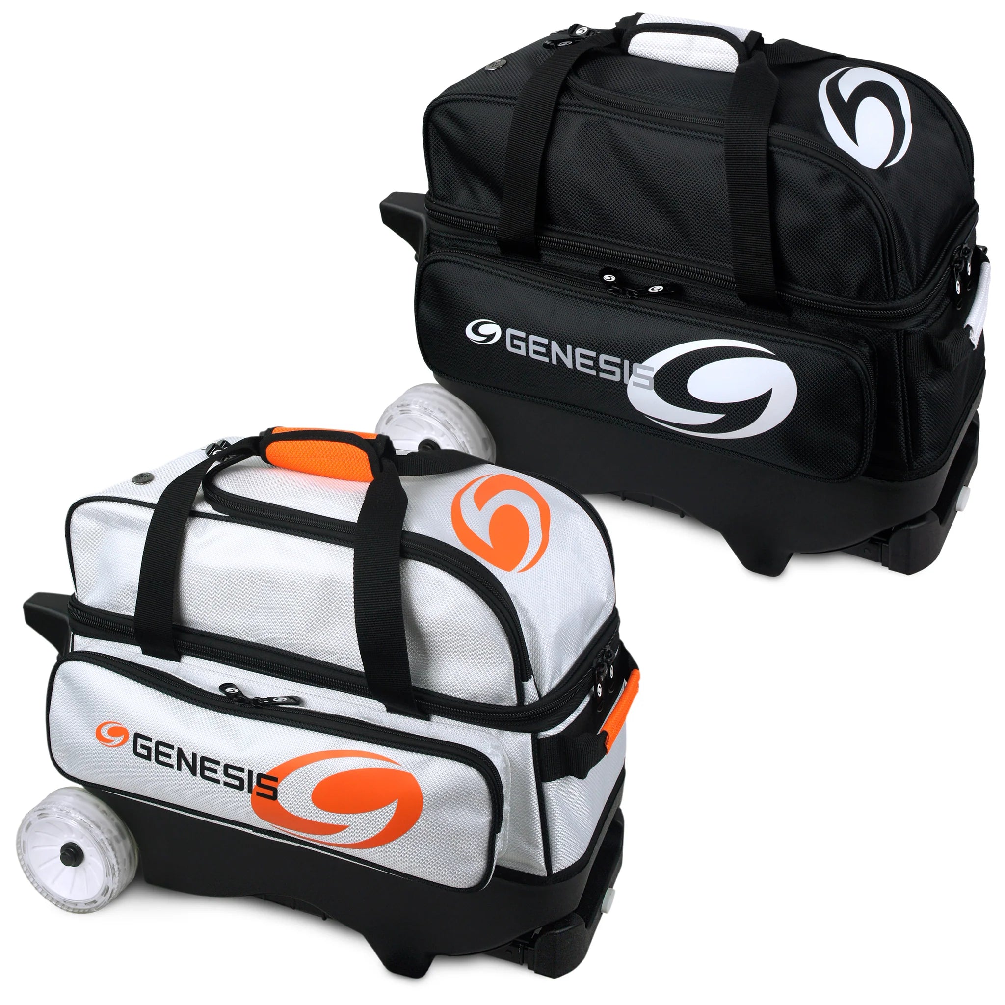 Genesis Sport 2 Ball Roller Bowling Bag - Black | Heavy Duty Bowling Ball Carrier with Shoulder Strap | Perfect for League Play, Tournaments & Practice Sessions