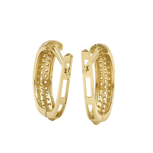 14K Yellow Gold Triple CZ Hoop Earrings for Women - Dainty Stackable Huggie Earrings for Everyday Wear, Gift Giving & Special Occasions